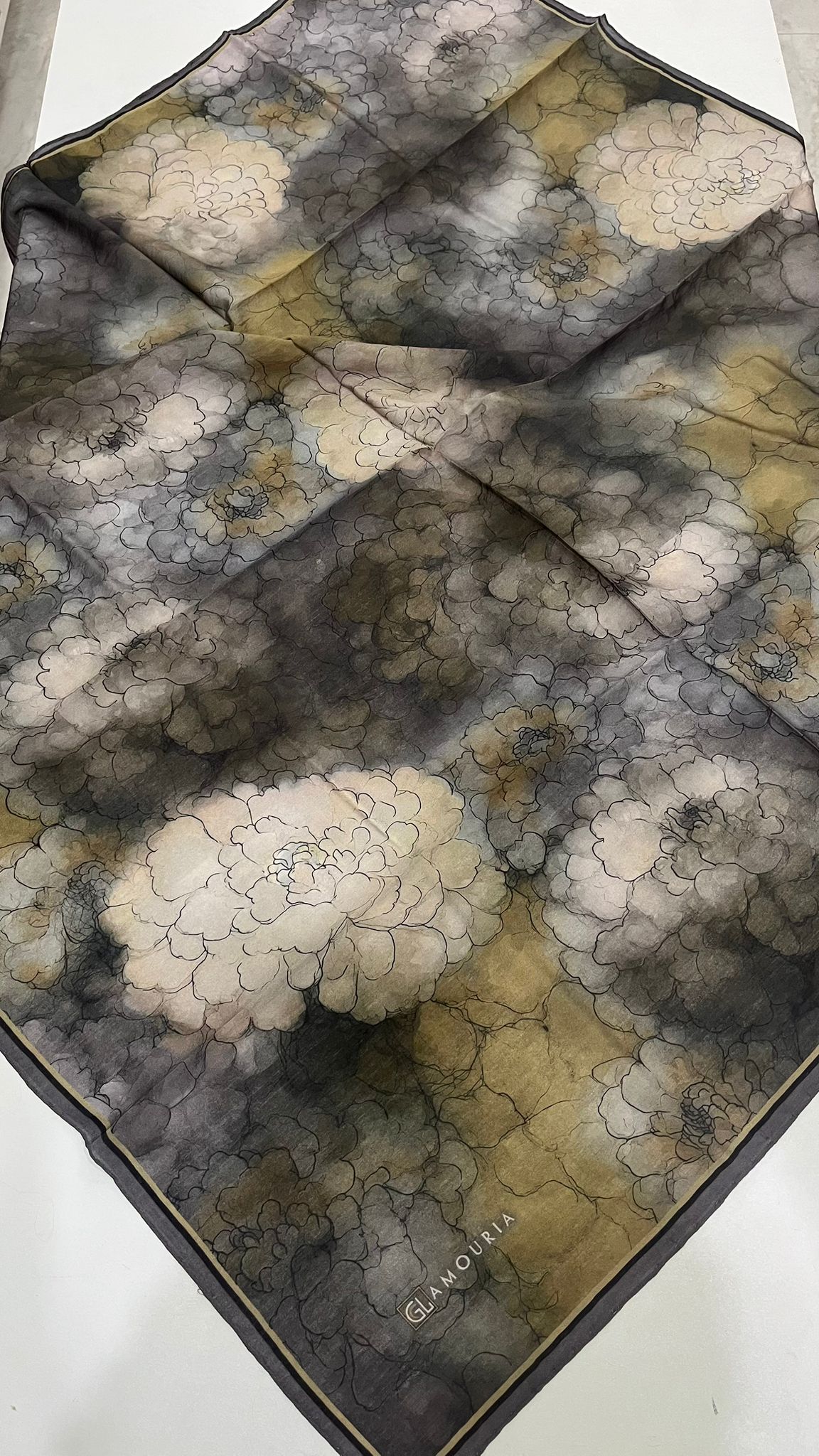 Desenli Modal Eşarp Füme