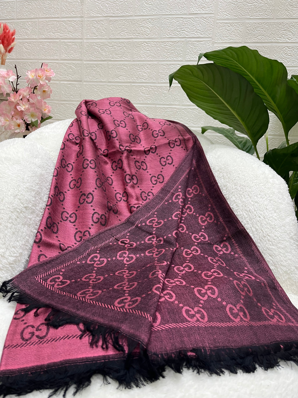 Kaşmir İpek Şal Gül