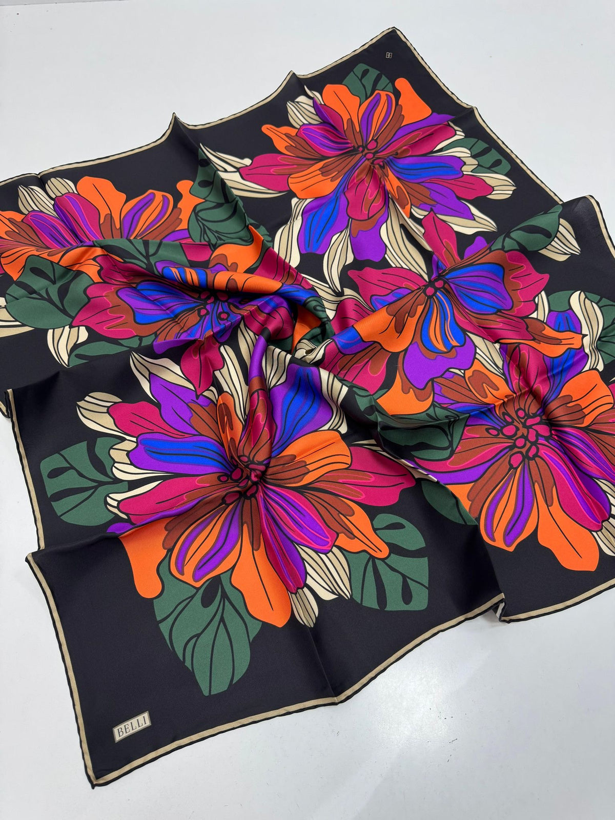 Belli'27 Kış Twill İpek Eşarp Renkli
