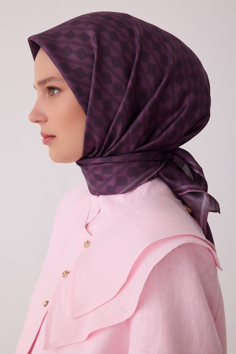 Belli'27 Kış Twill İpek Eşarp Mor