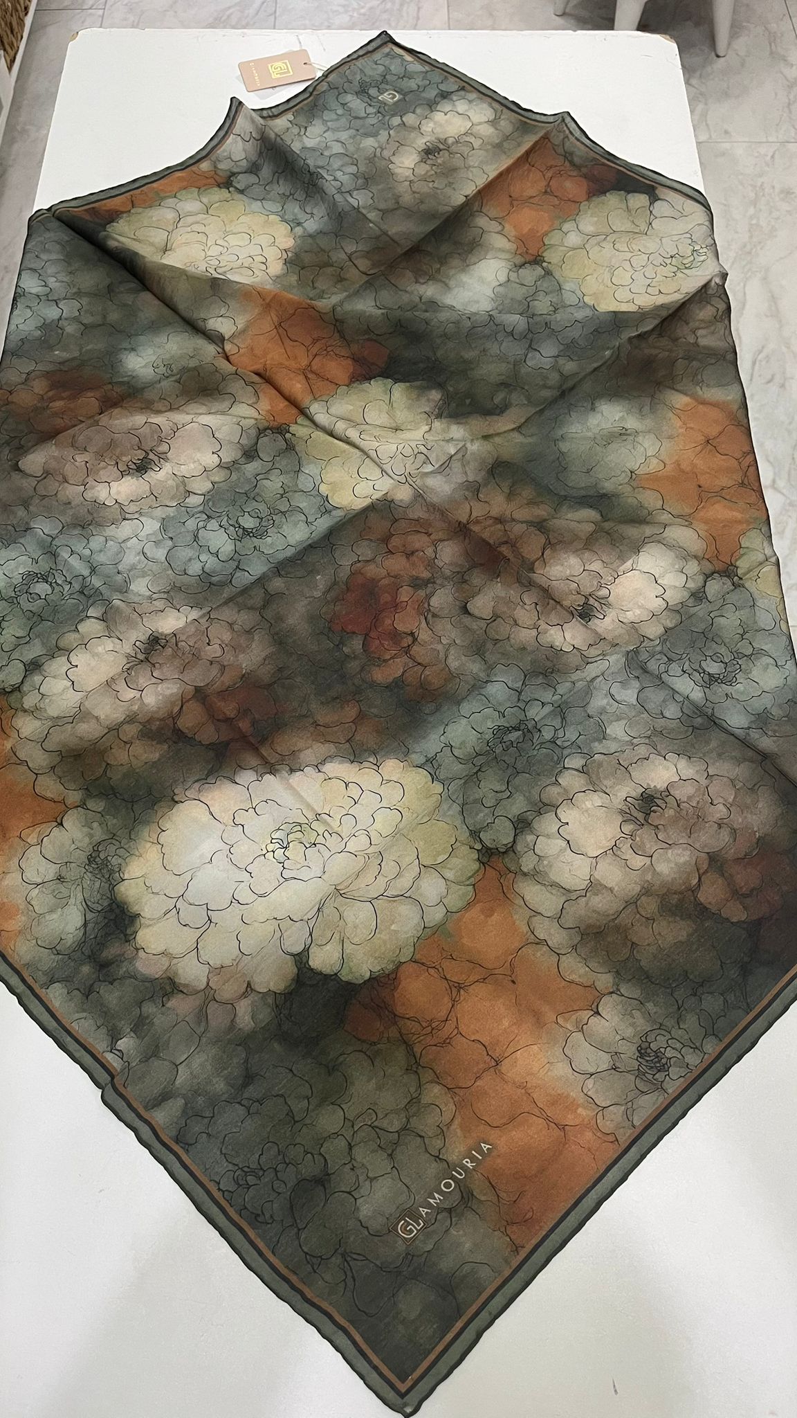 Desenli Modal Eşarp Taba