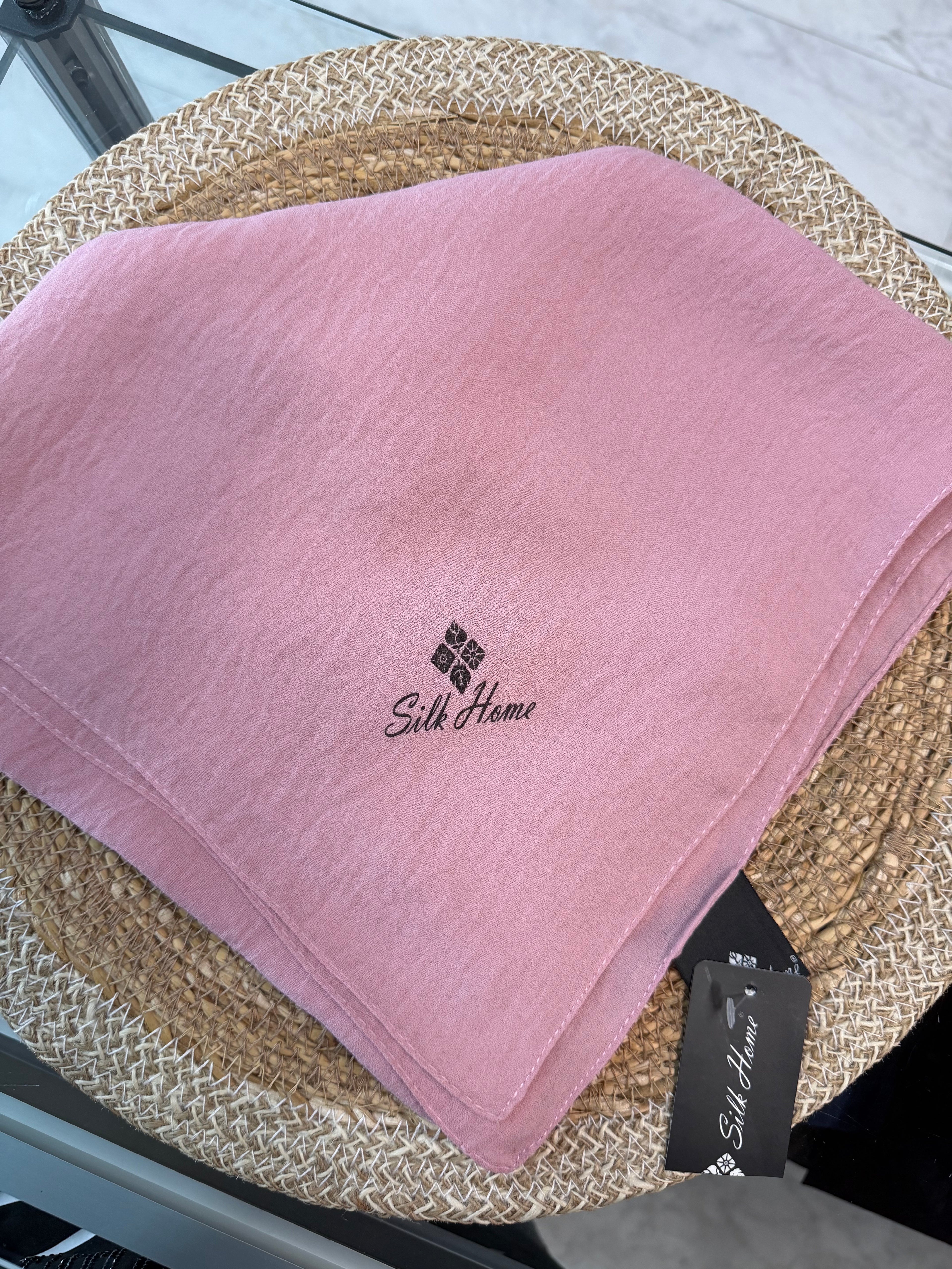Silk Home Aerobin Tek Renk Cazz Eşarp Pudra