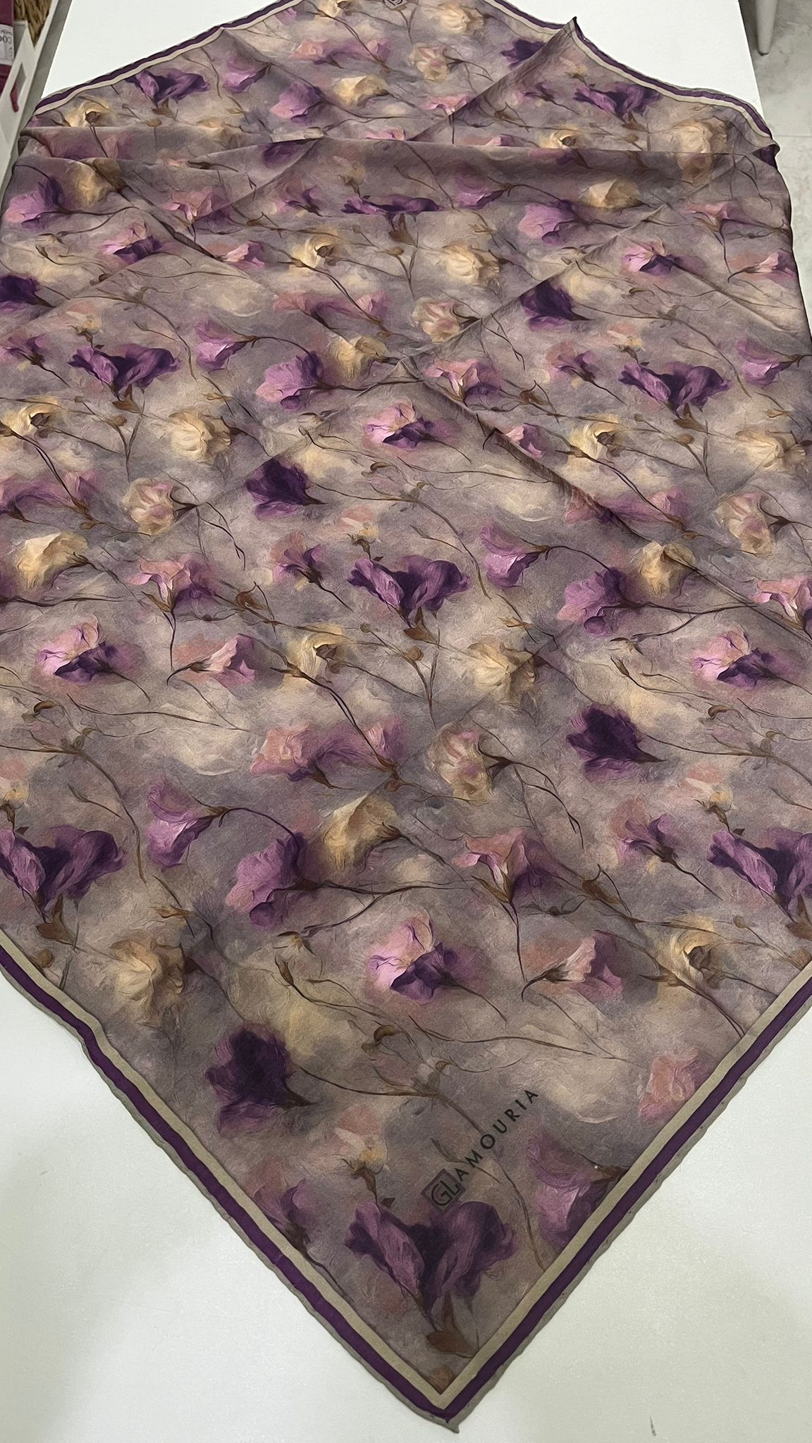 Desenli Modal Eşarp Koyu Gül