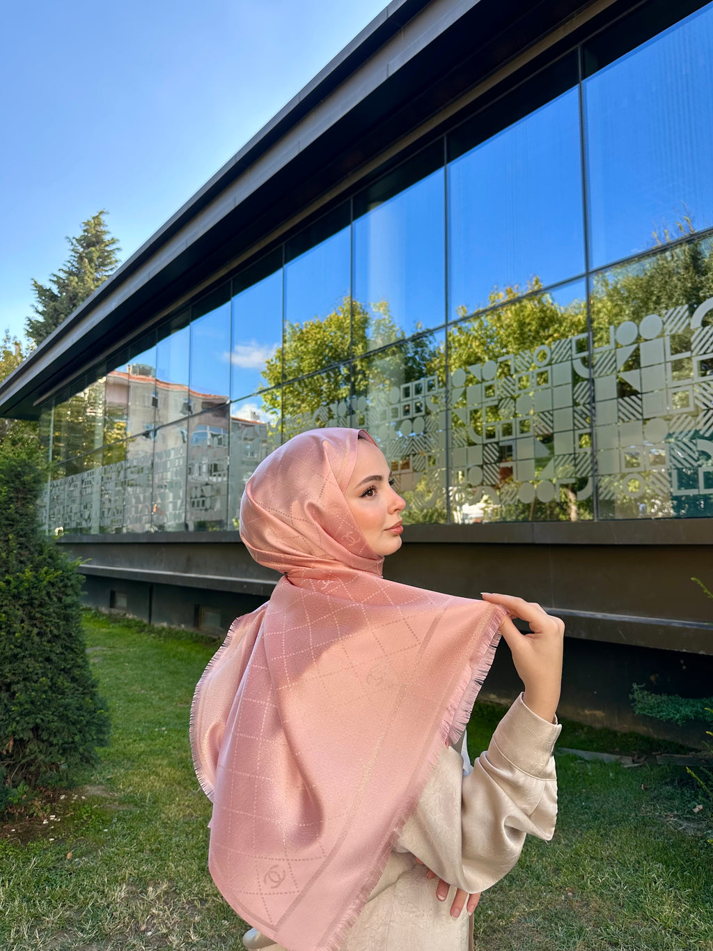 Simli Kaşmir İpek Şal Pembe