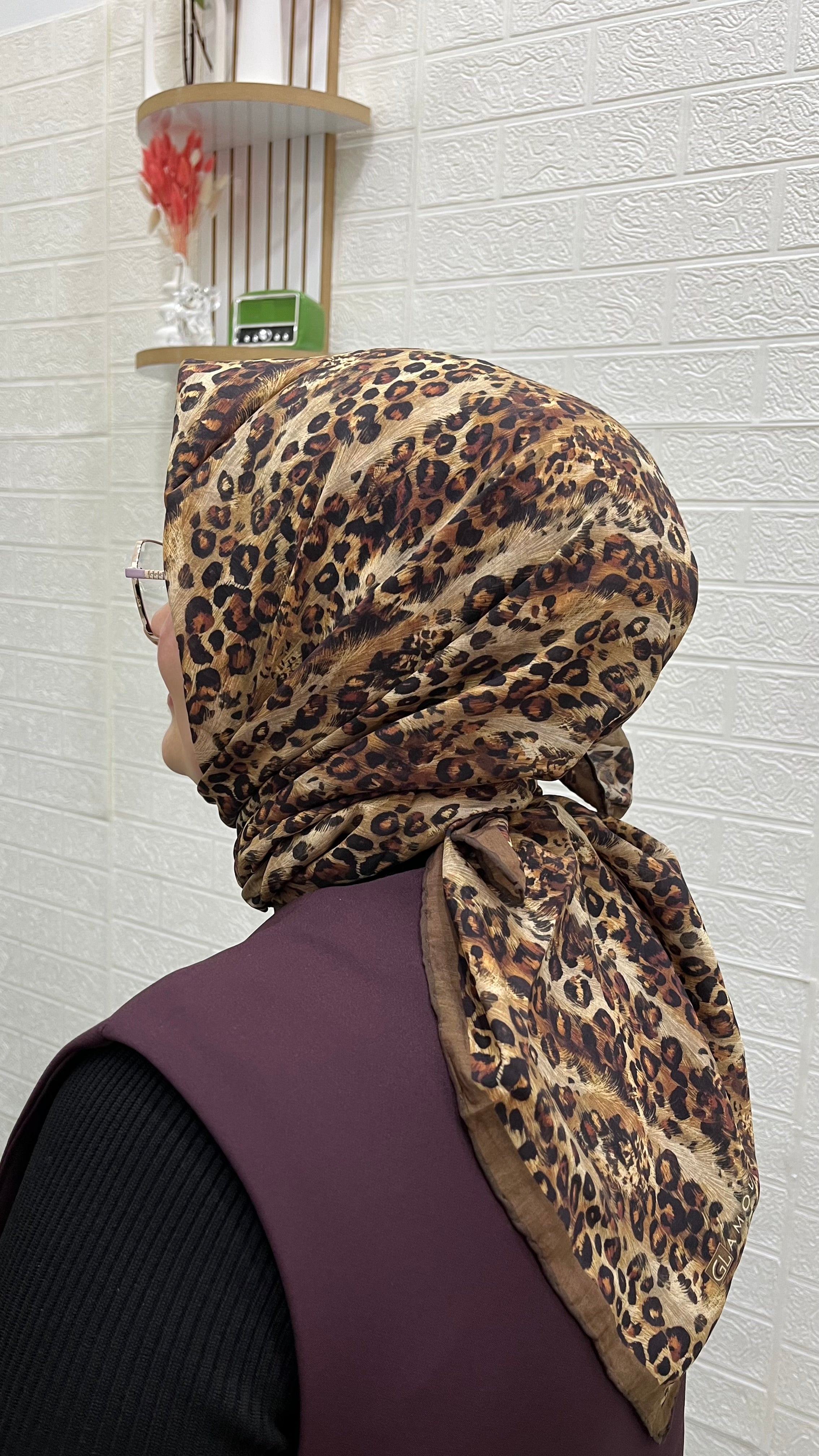 Desenli Modal Eşarp Leopar