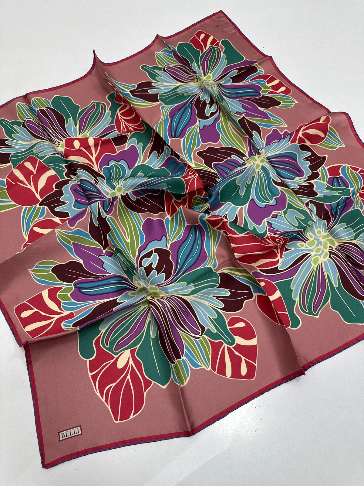 Belli'27 Kış Twill İpek Eşarp Gül Pembe