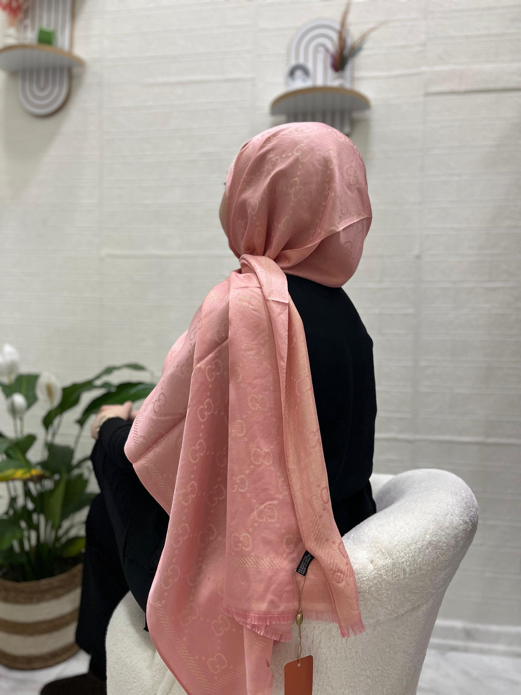 İthal Simli Kaşmir İpek Şal Pembe