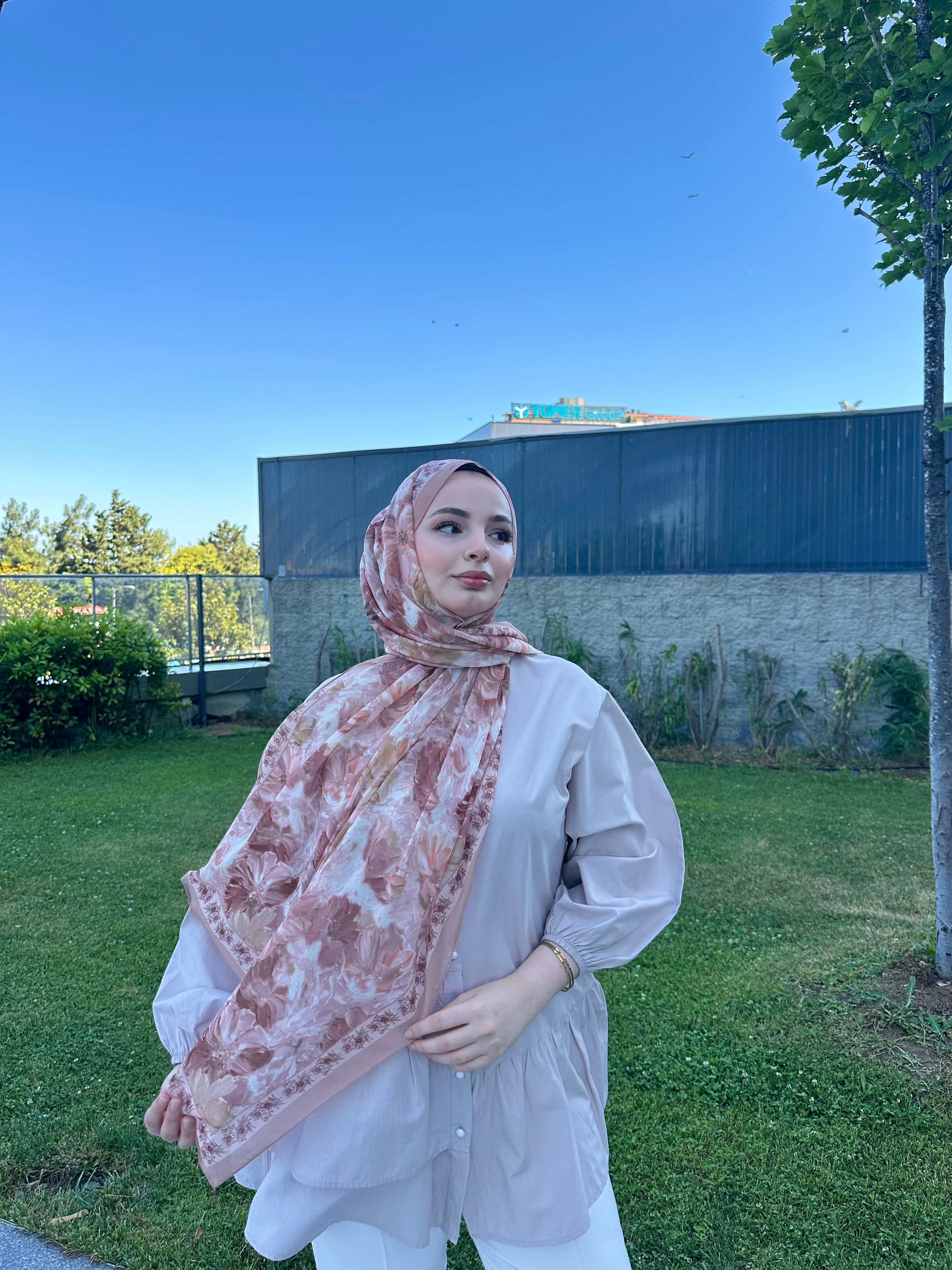 Floransa Krep Şifon Şal Sütlü Kahve
