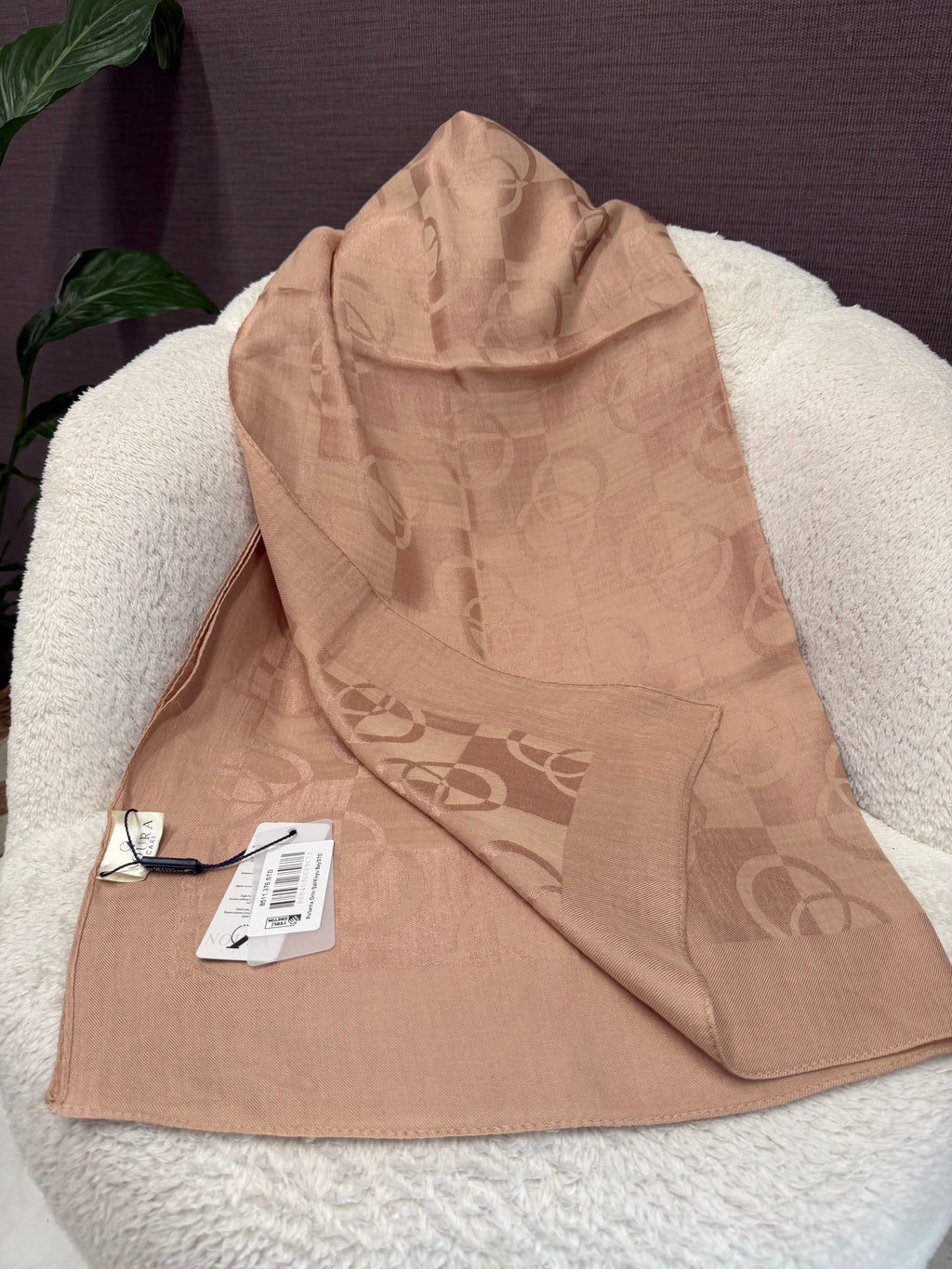 Noura Scarf Dama Şal Koyu Bej