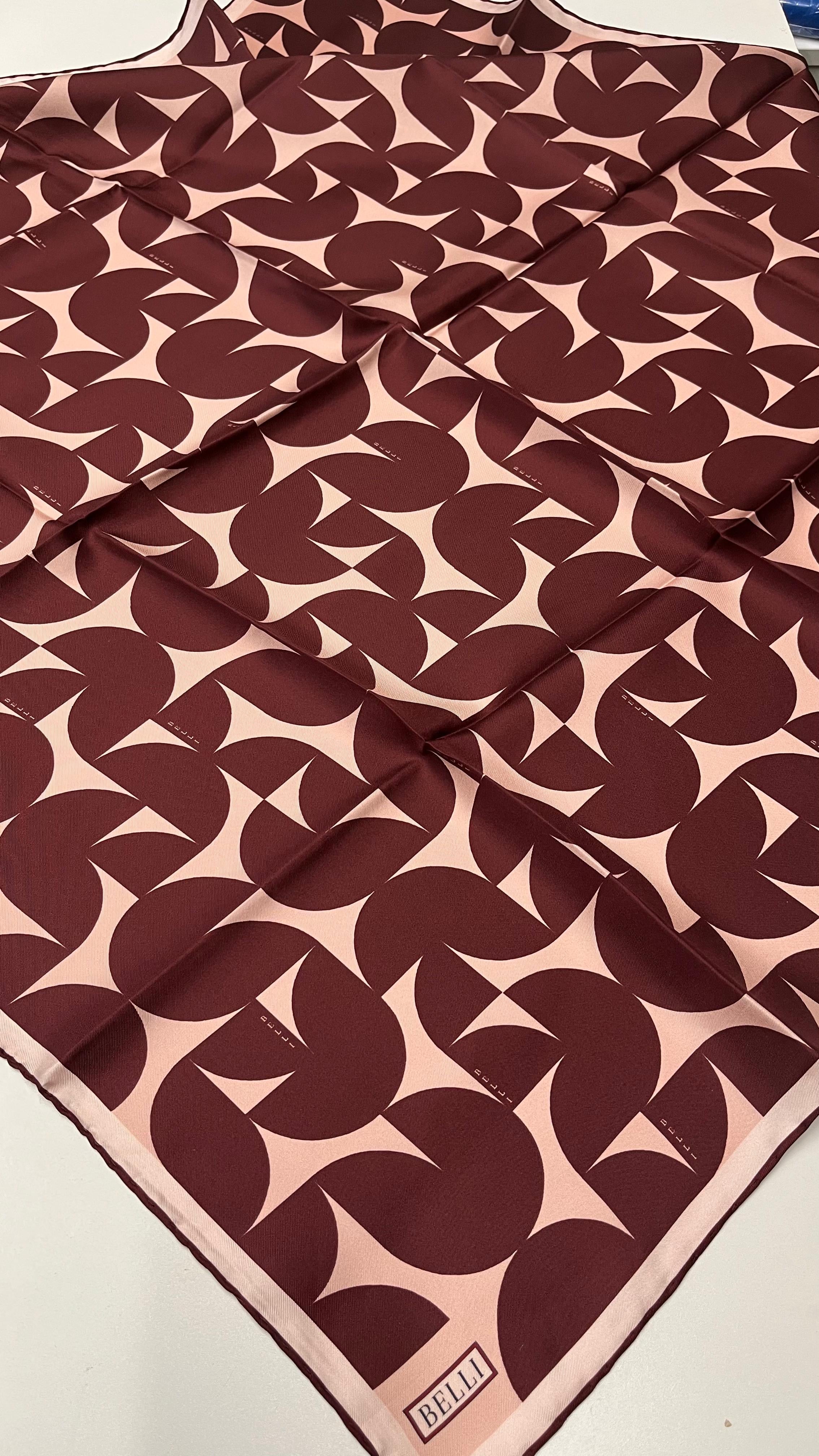 Belli Nostalji Twill İpek Eşarp Bordo