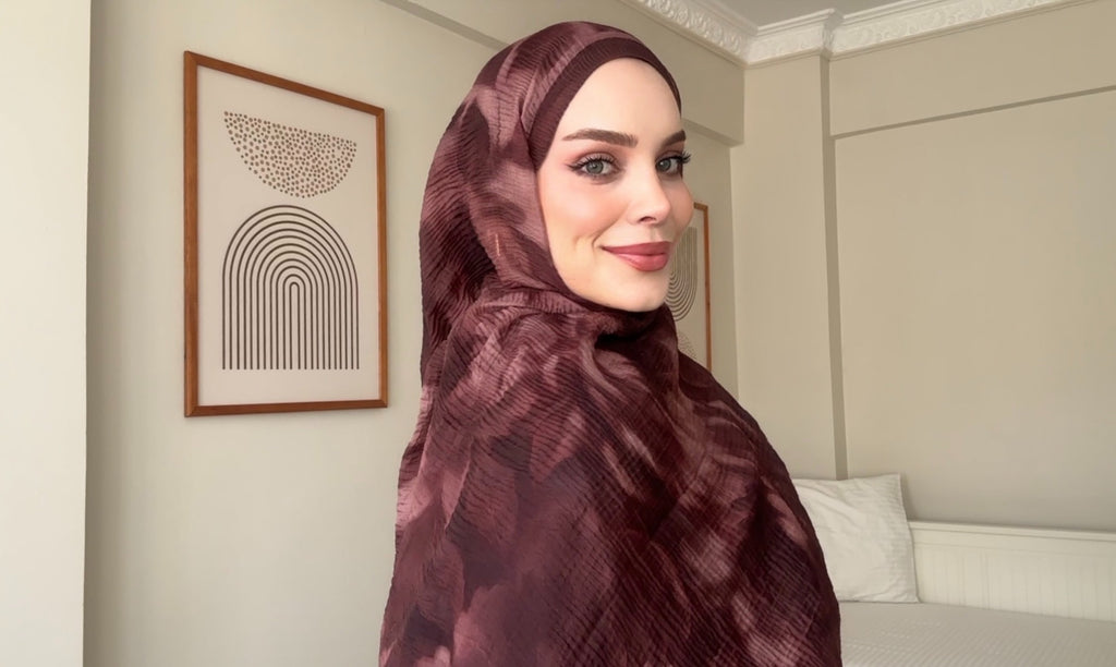 Sümeyye Tural Seçimi Müslin Şal Kızıl Kahve