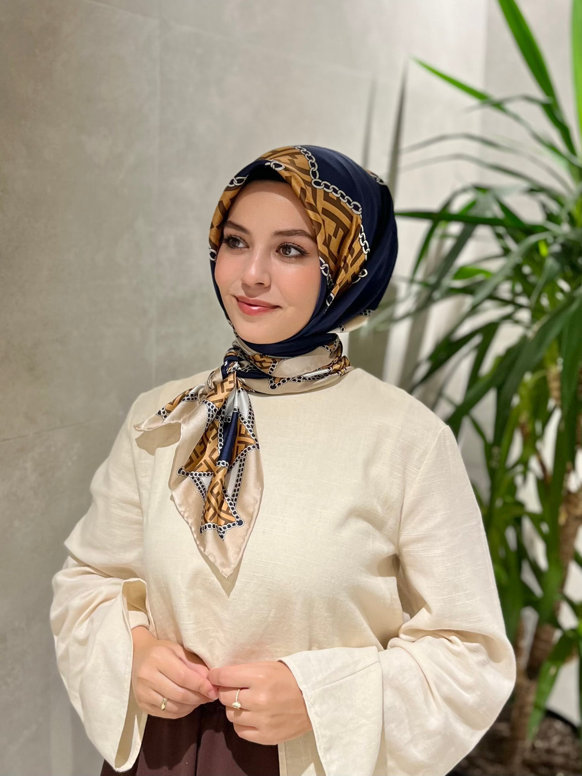 Vual İpek Eşarp Lacivert