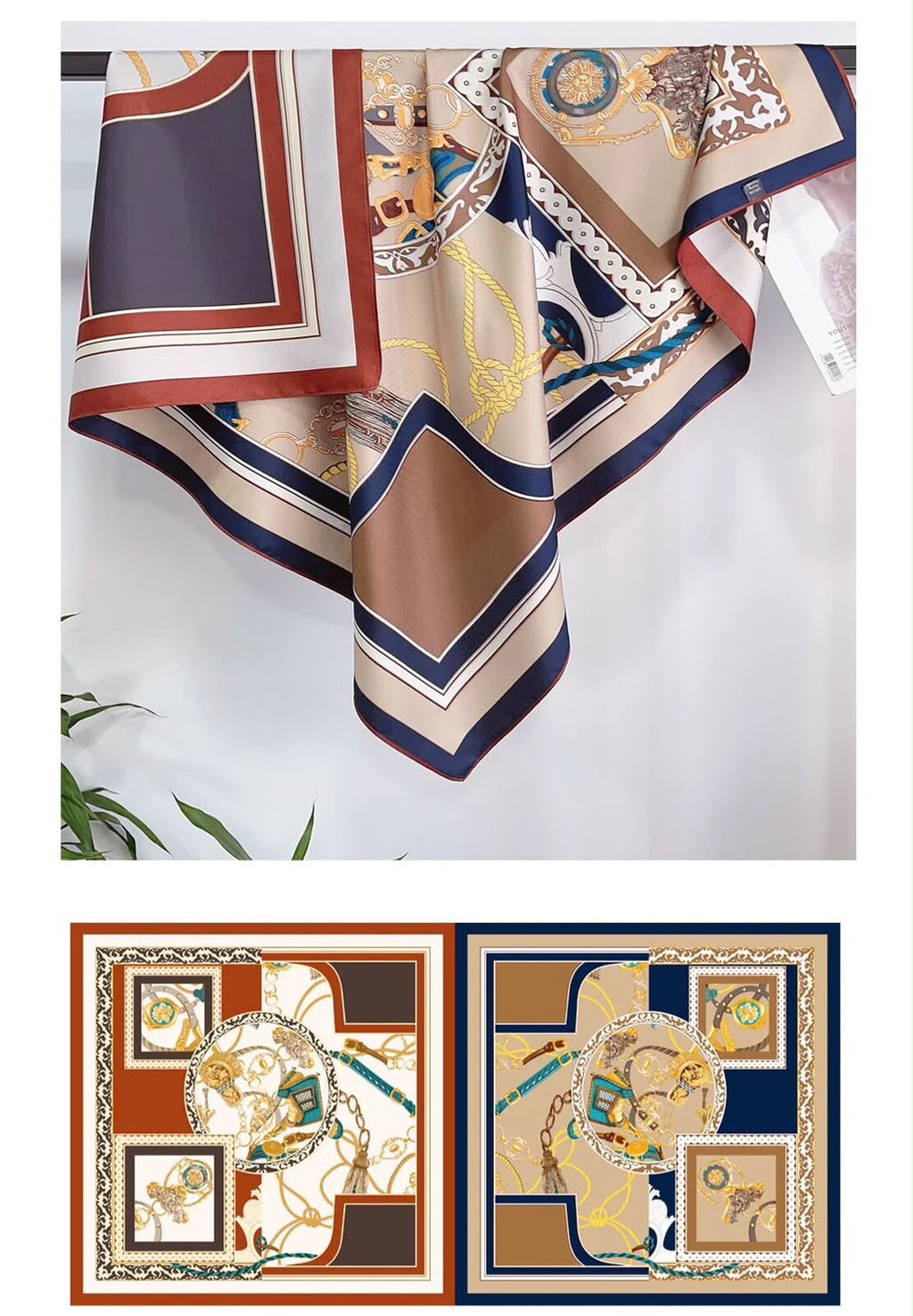 İthal Çift Taraflı Twill Eşarp Taba-Bej