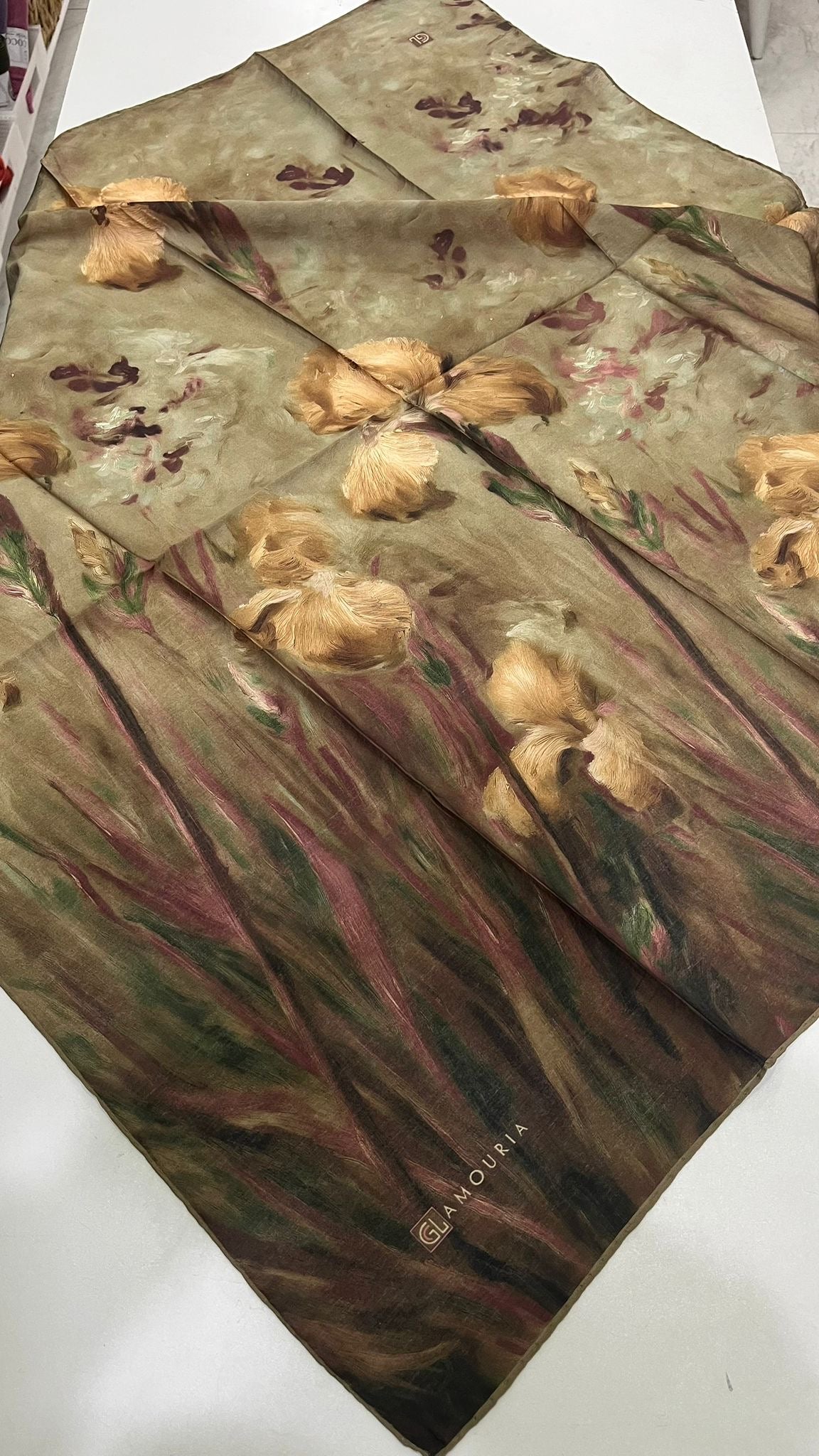 Desenli Modal Eşarp Hardal