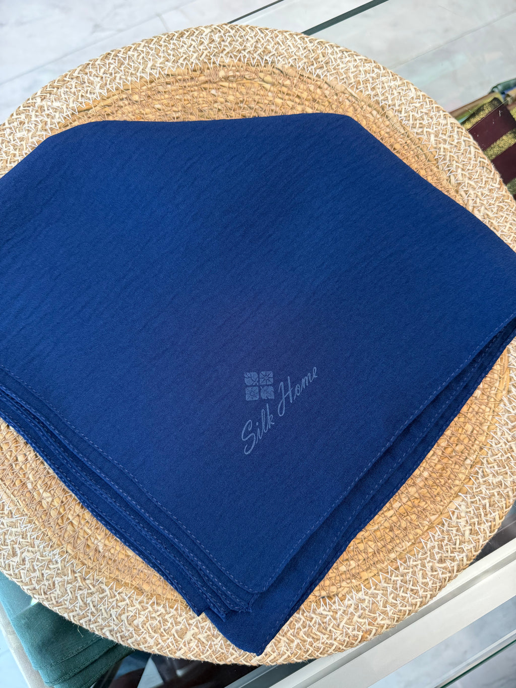 Silk Home Aerobin Tek Renk Cazz Eşarp Lacivert