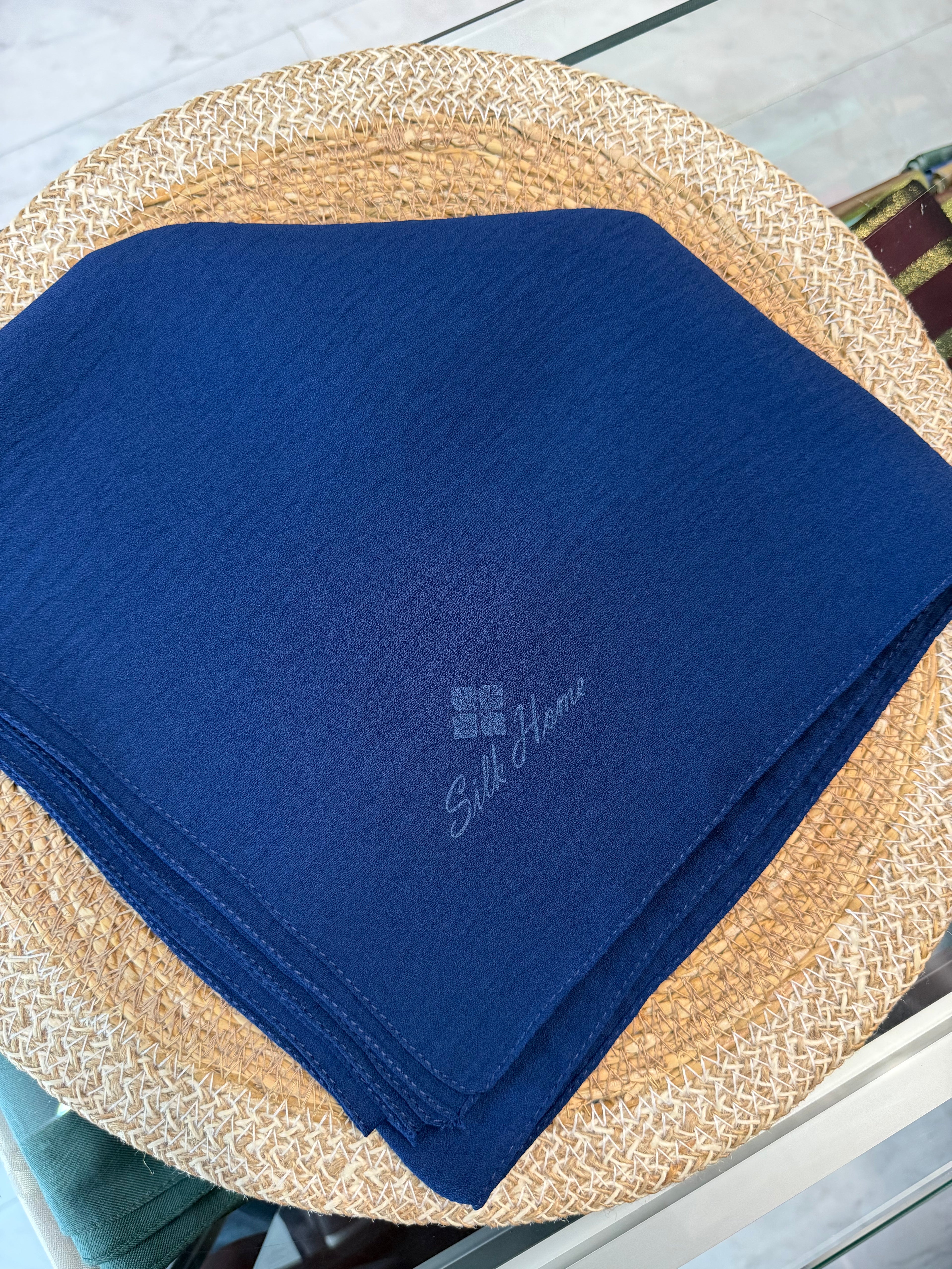 Silk Home Aerobin Tek Renk Cazz Eşarp Lacivert