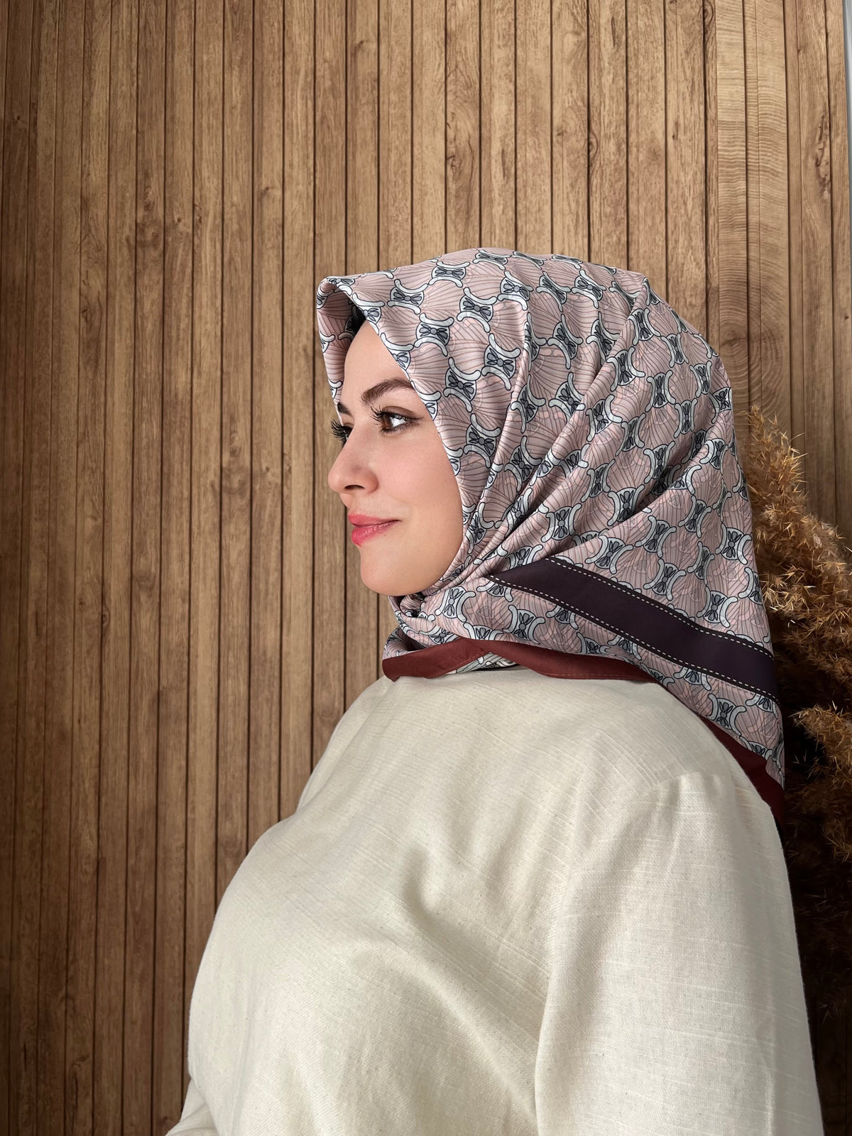 İthal Çift Taraflı Twill Eşarp Çağla-Pembe