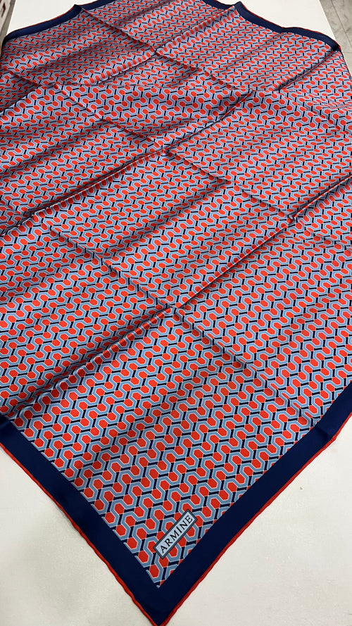 Armine Nostalji Saf İpek Eşarp Kırmızı