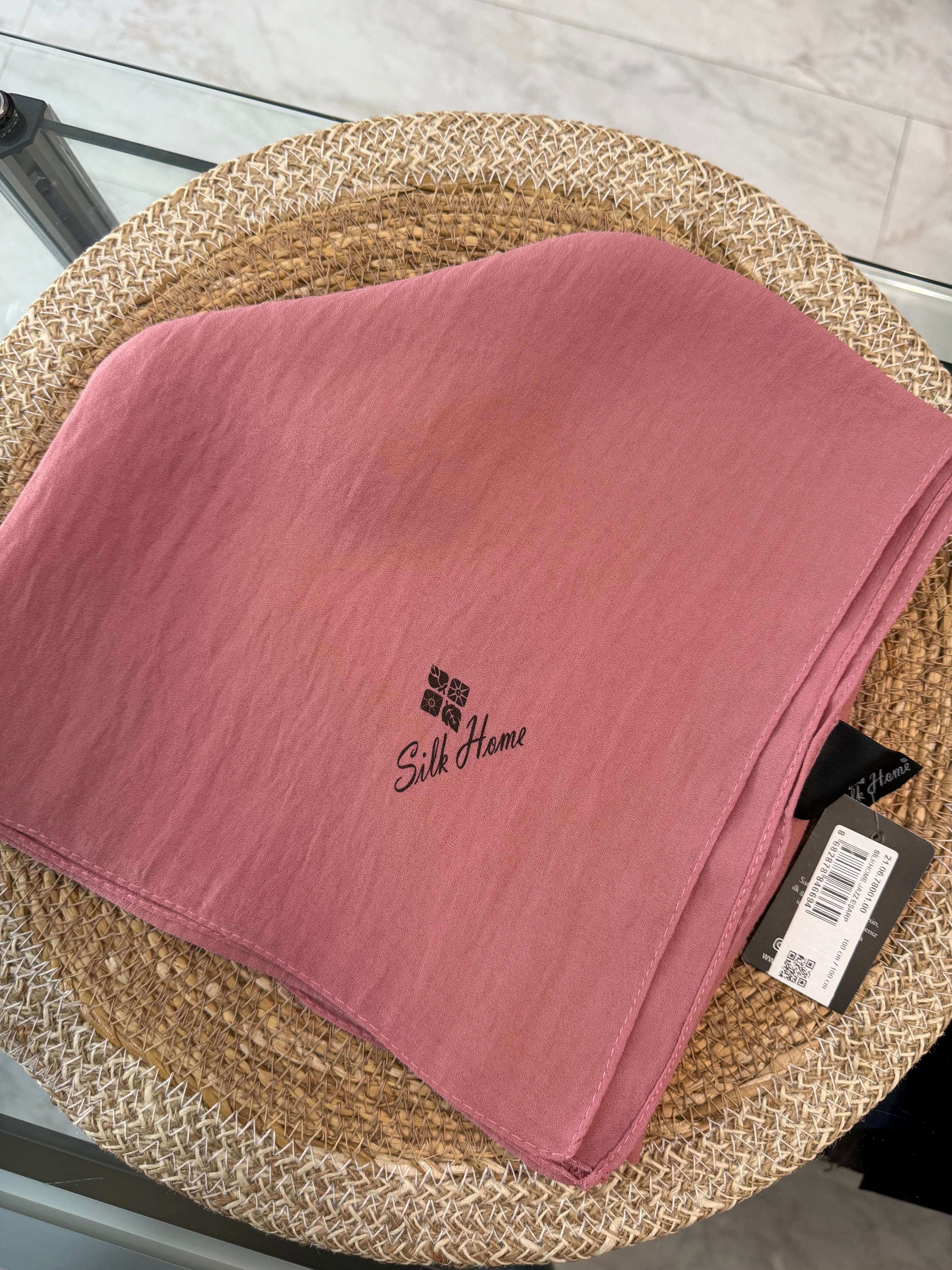 Silk Home Aerobin Tek Renk Cazz Eşarp Pembe