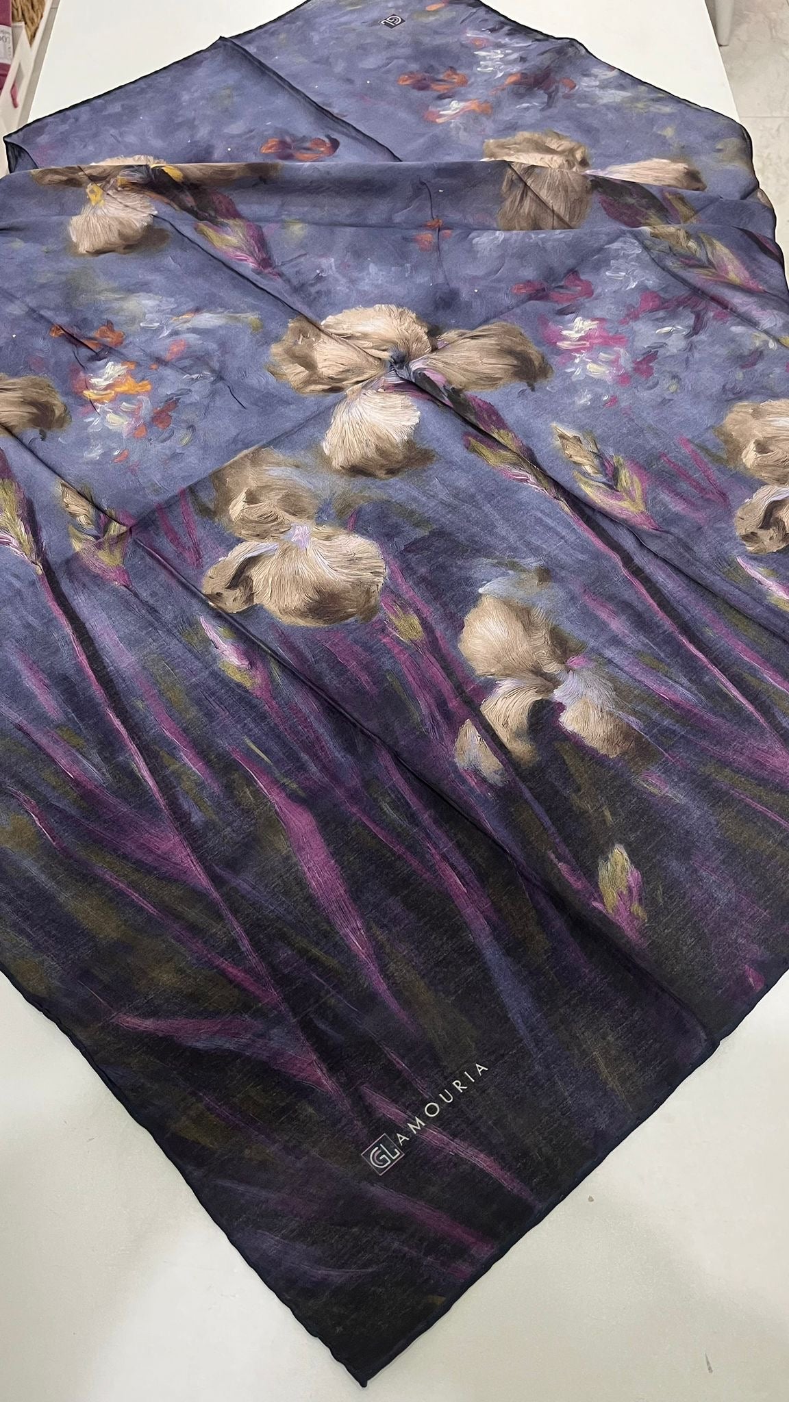 Desenli Modal Eşarp Menekşe