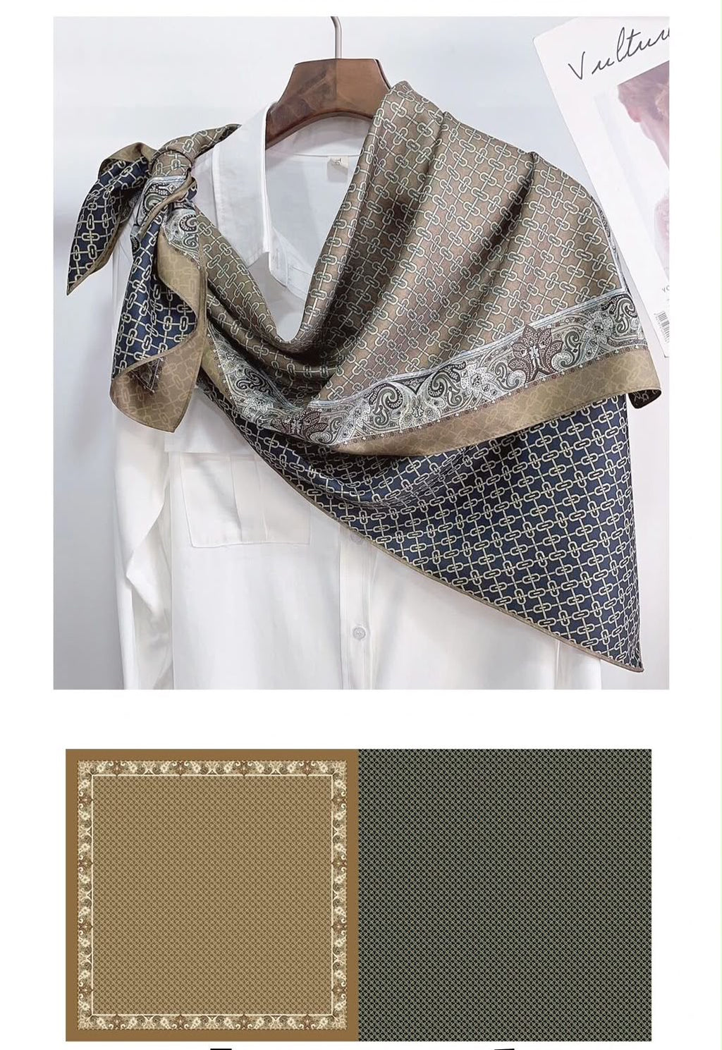 İthal Çift Taraflı Twill Eşarp Ceviz-Laci