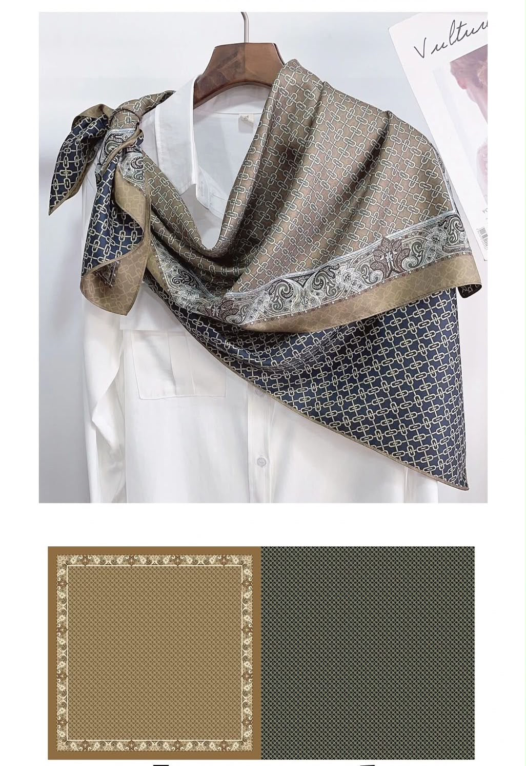 İthal Çift Taraflı Twill Eşarp Ceviz-Laci