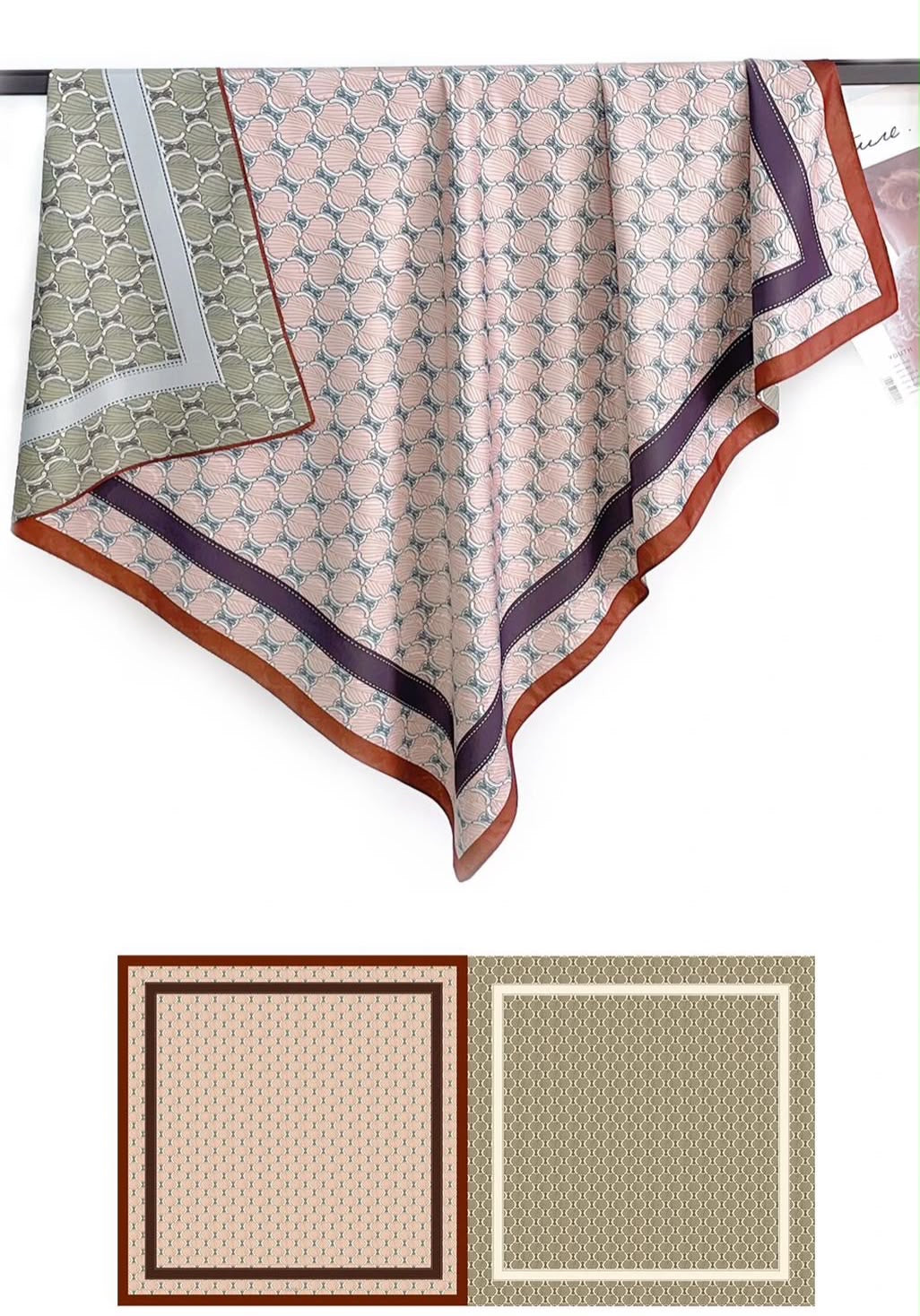 İthal Çift Taraflı Twill Eşarp Çağla-Pembe