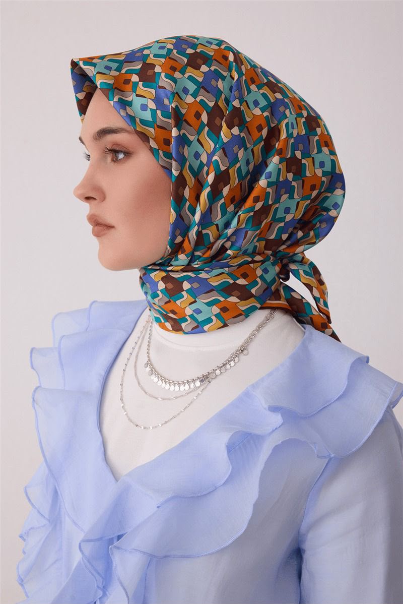 Belli'27 Kış Twill İpek Eşarp Turkuaz