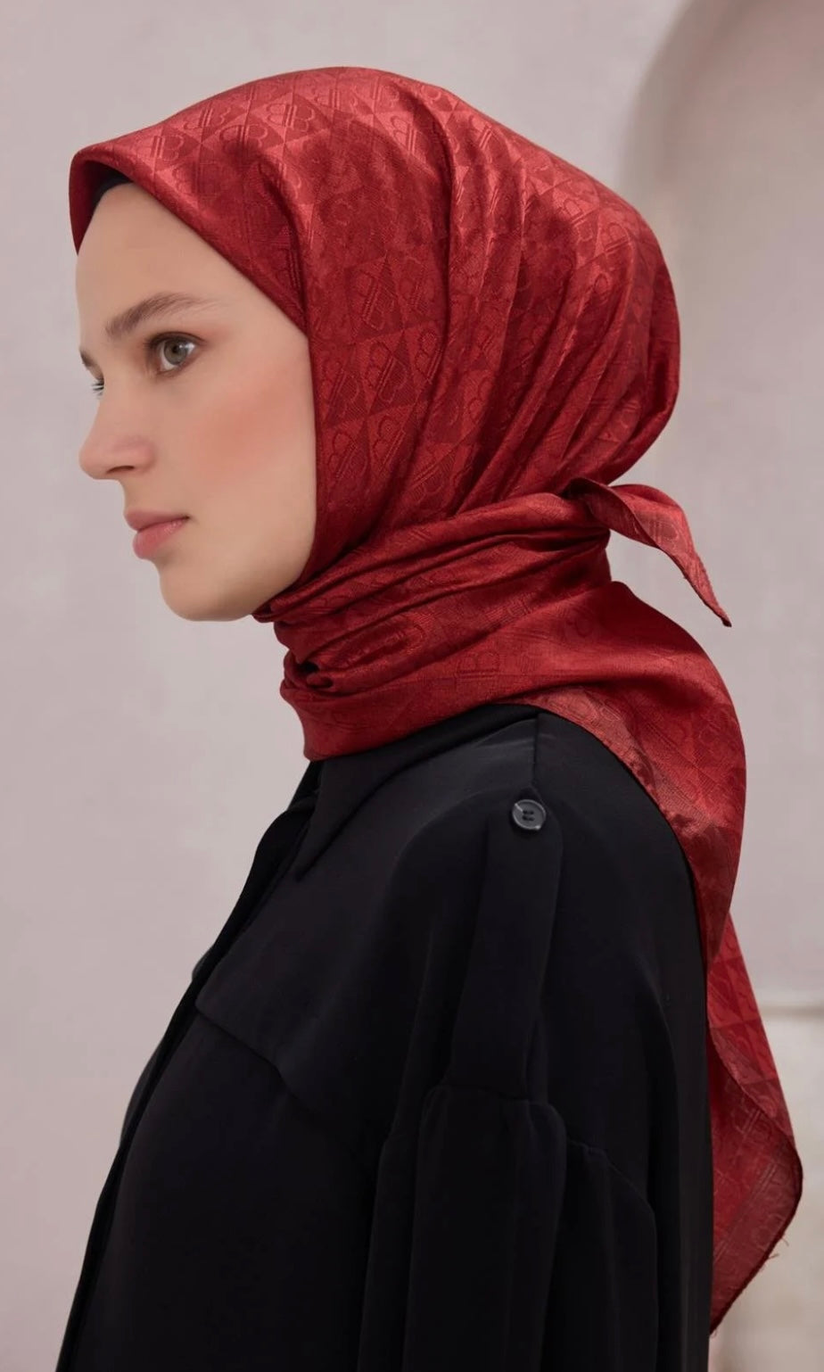 Monogram Eşarp Ala Kırmızı