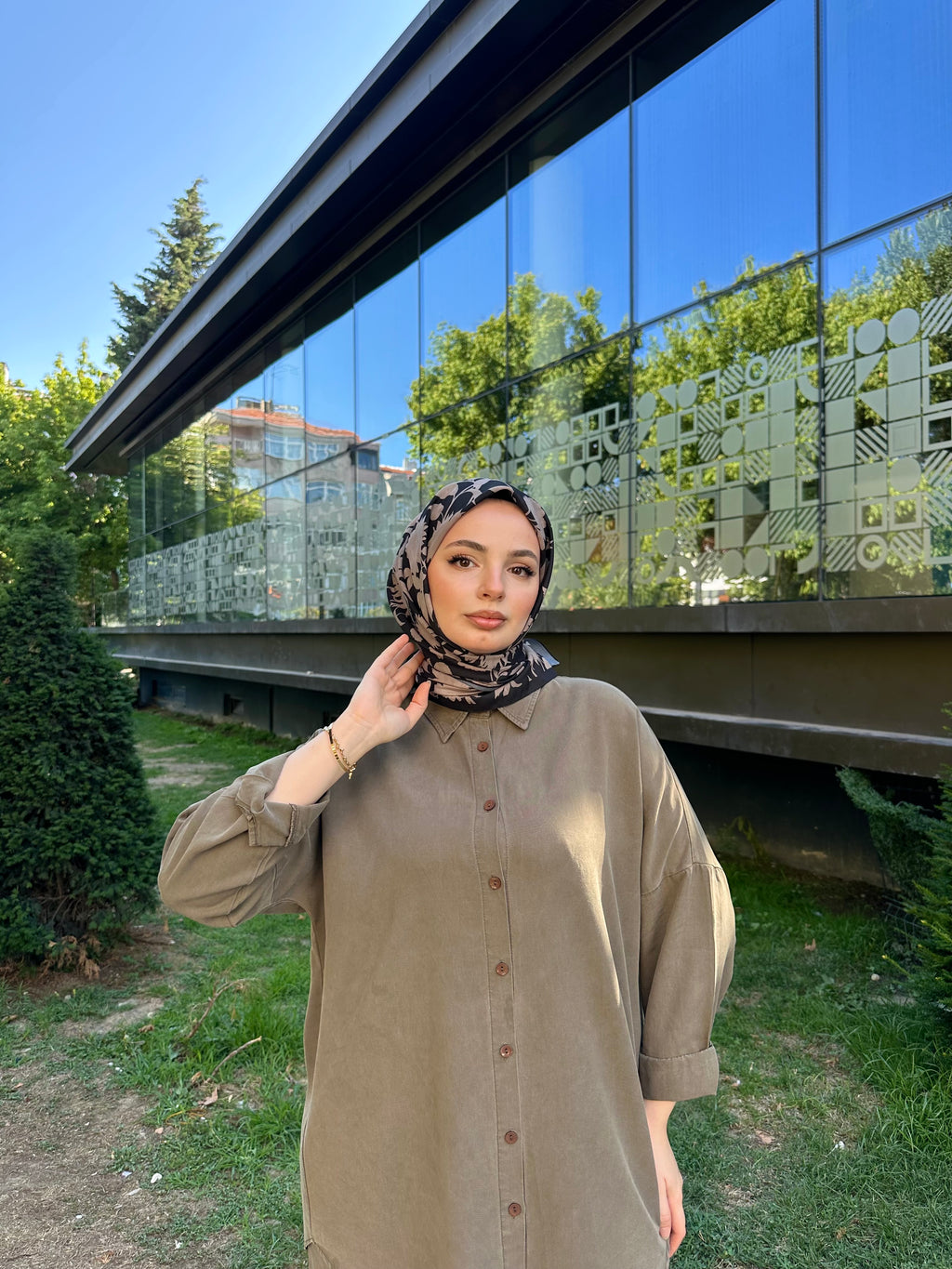Liza Eşarp Siyah-Vizon