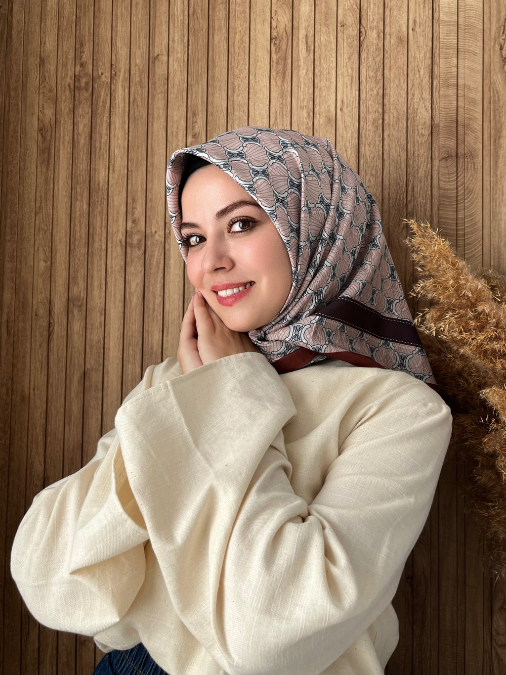 İthal Çift Taraflı Twill Eşarp Çağla-Pembe