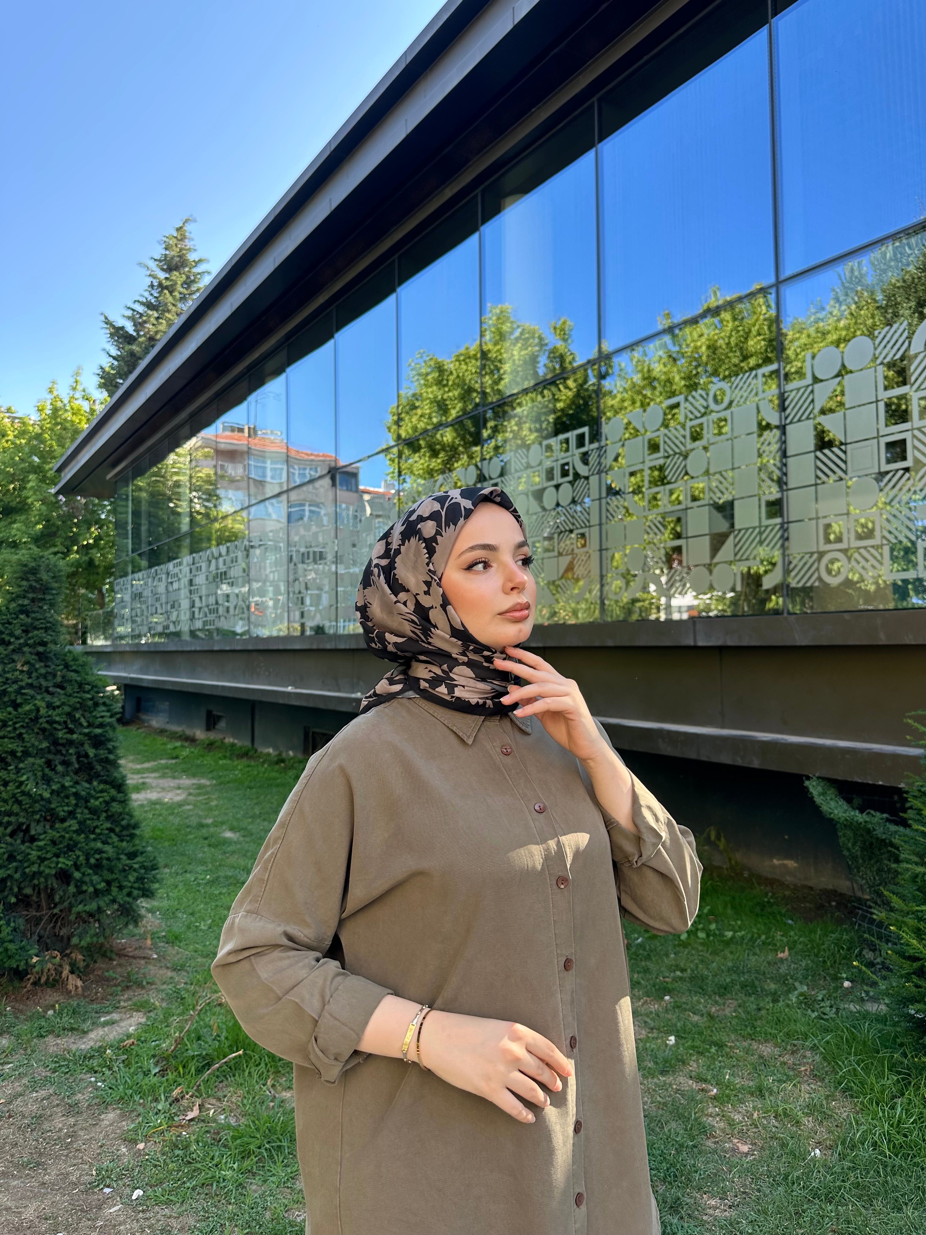 Liza Eşarp Siyah-Vizon