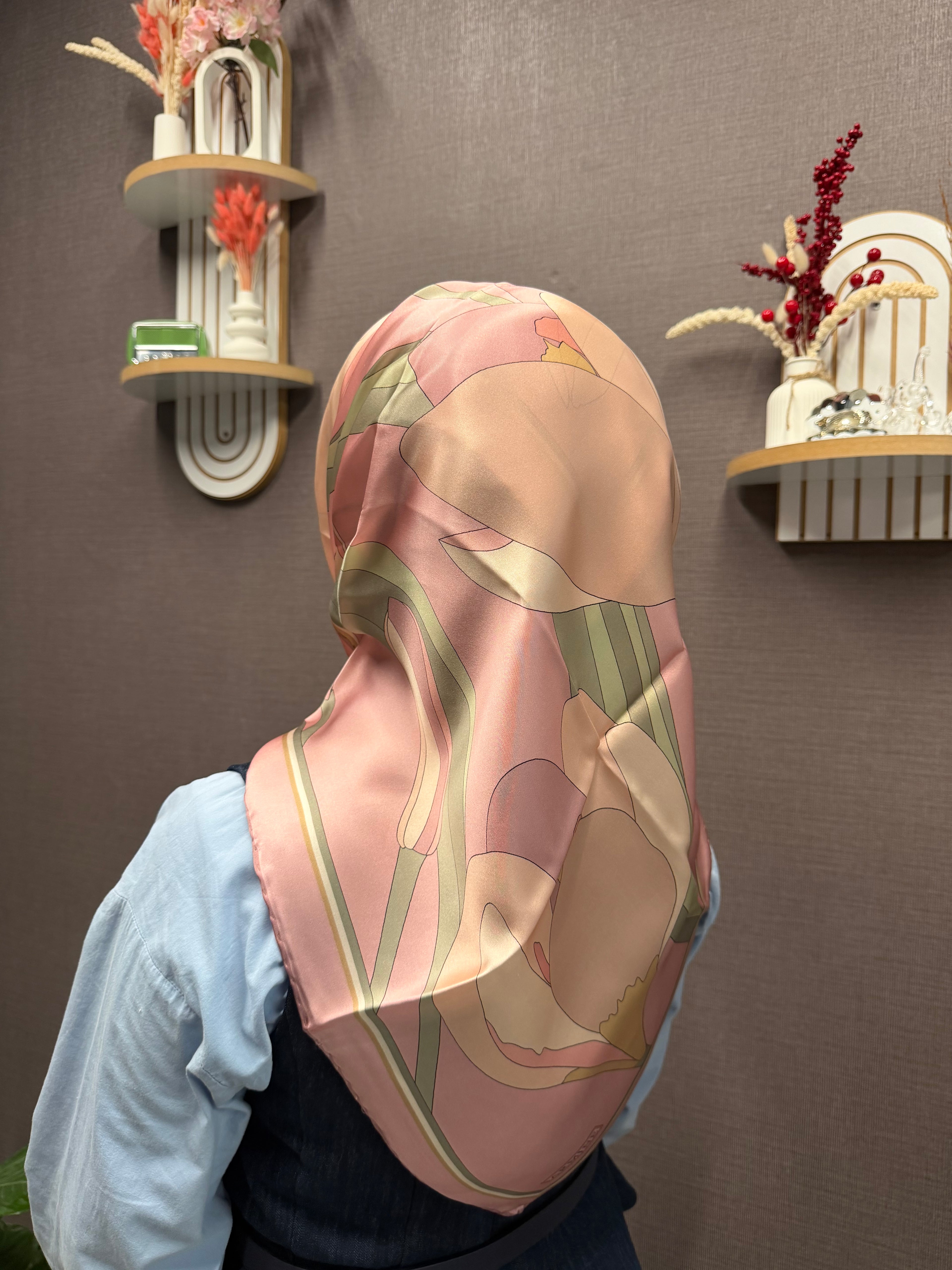 Armine Nostalji Saf İpek Eşarp Pembe