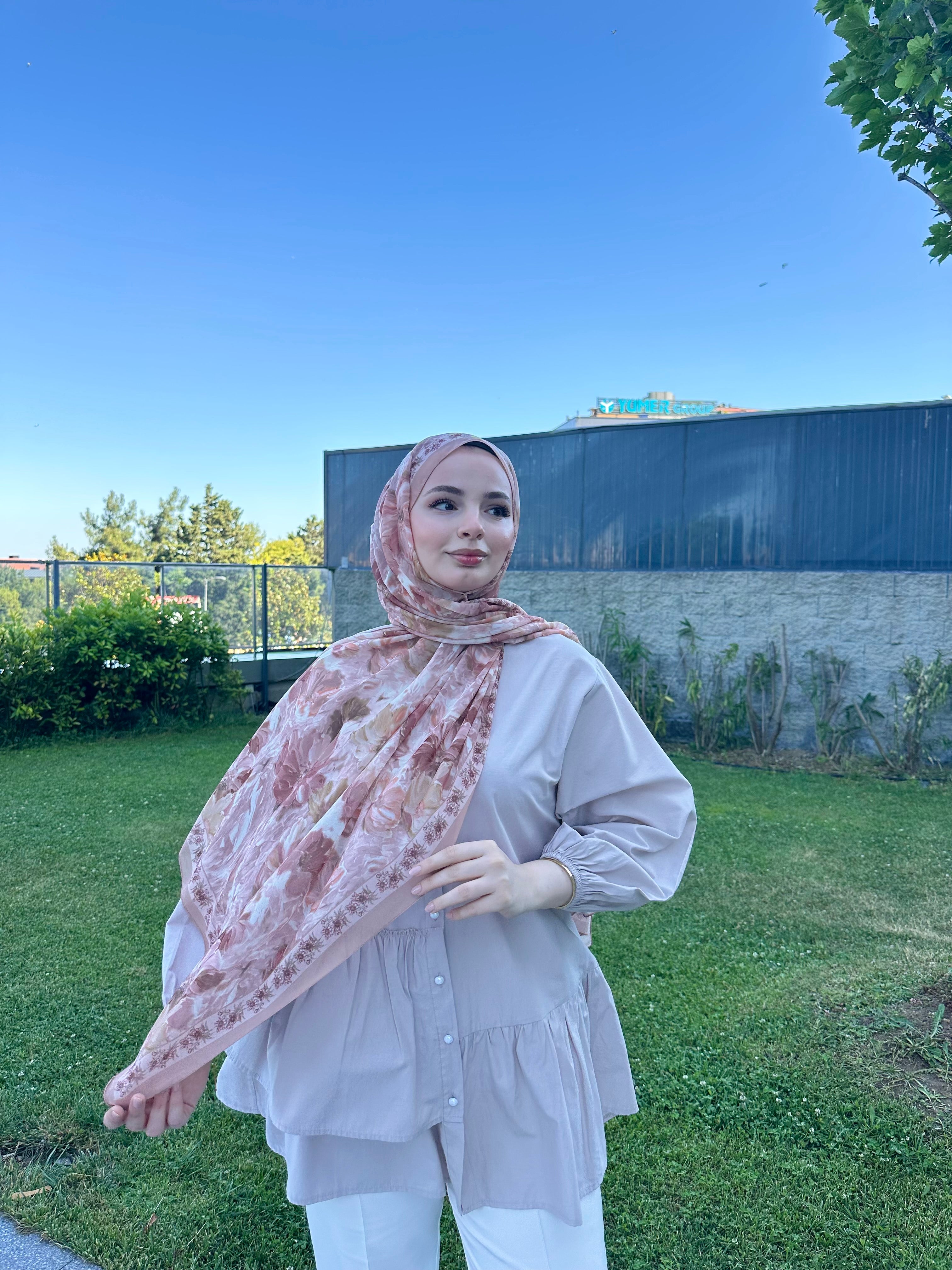 Floransa Krep Şifon Şal Sütlü Kahve