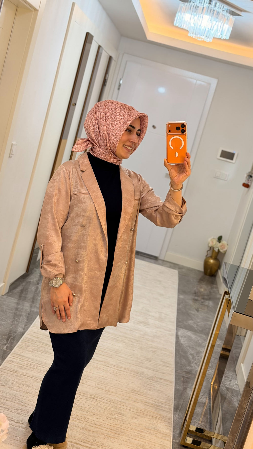 BELLI '25 Kış Sezonu Twill İpek Eşarp Pudra