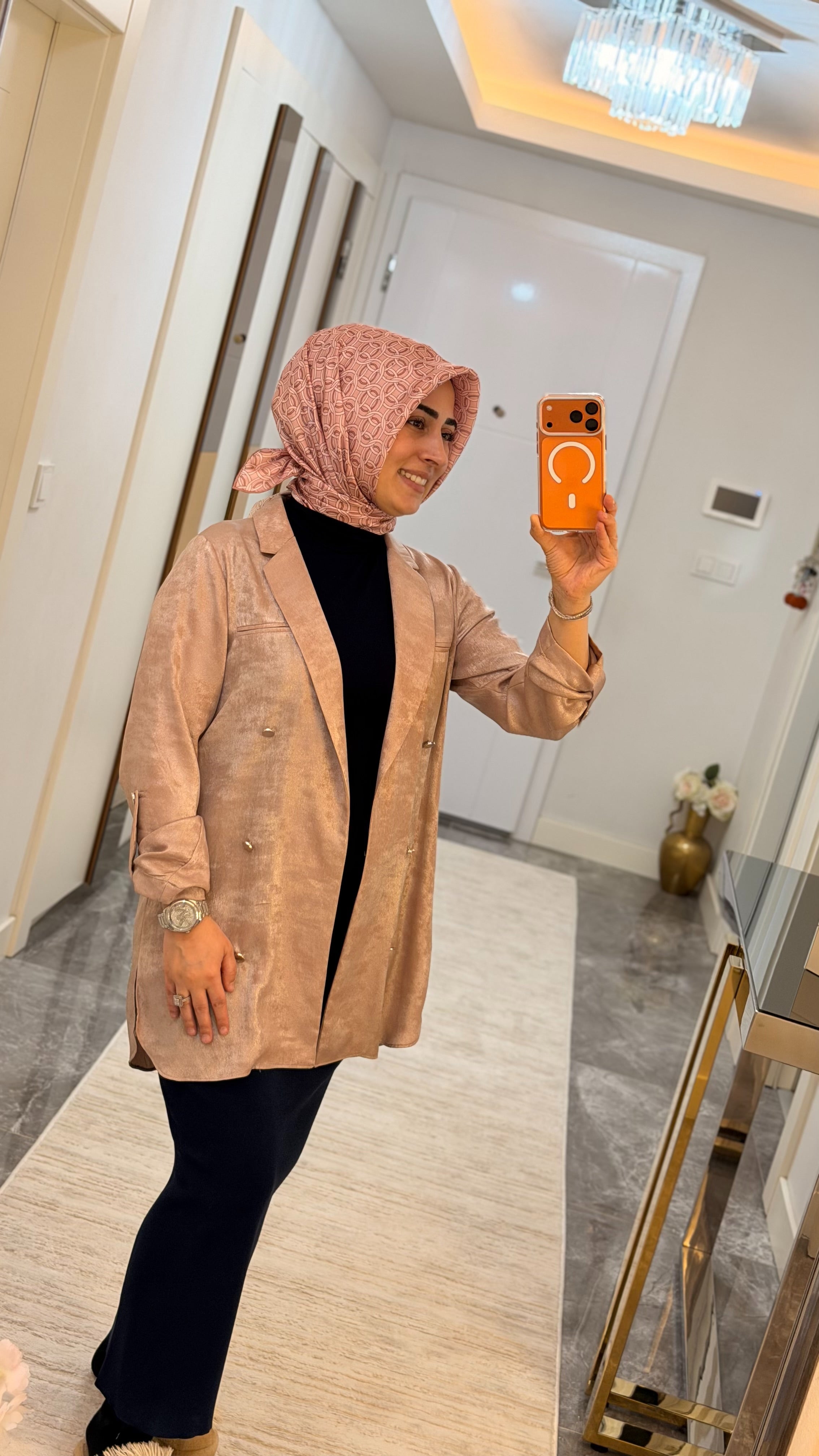 BELLI '25 Kış Sezonu Twill İpek Eşarp Pudra