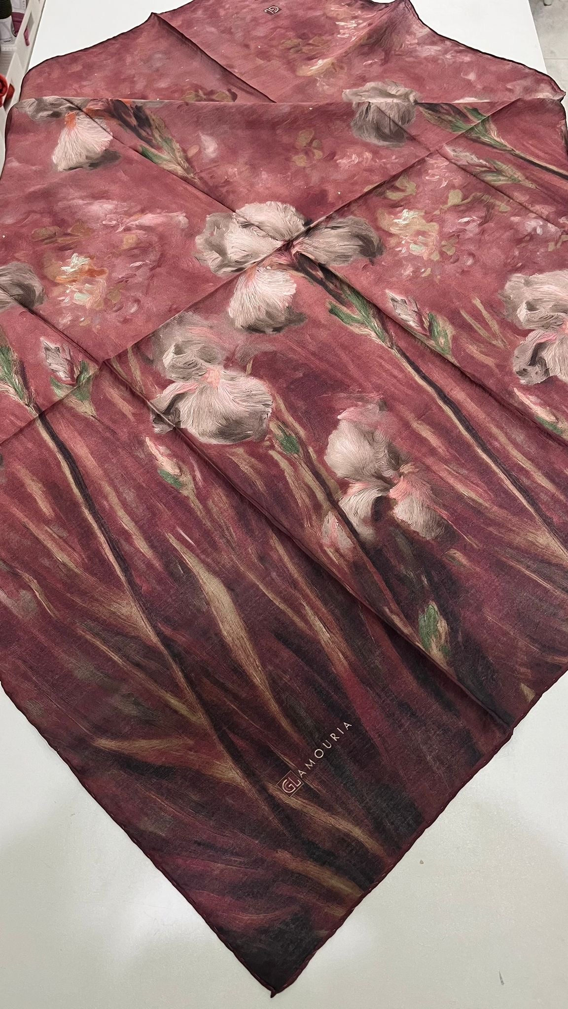 Desenli Modal Eşarp Kızılcık