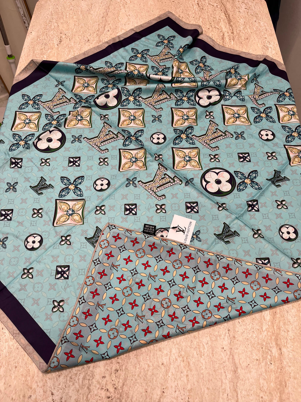 İthal Çift Taraflı Twill Eşarp Mavi