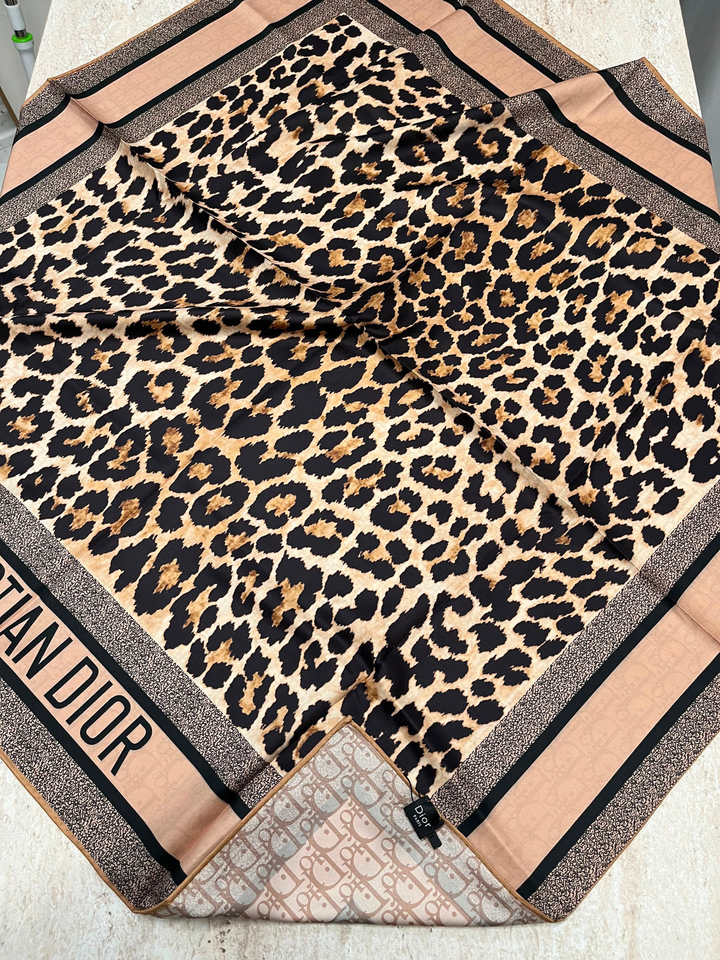 İthal Çift Taraflı Twill Eşarp Leopar-Kahve