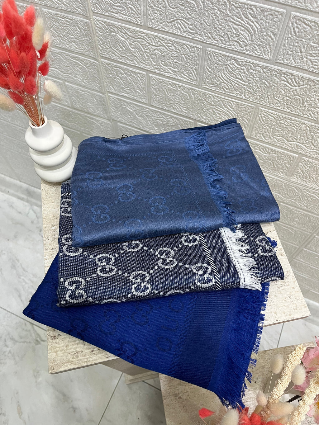 Kaşmir İpek Şal İndigo