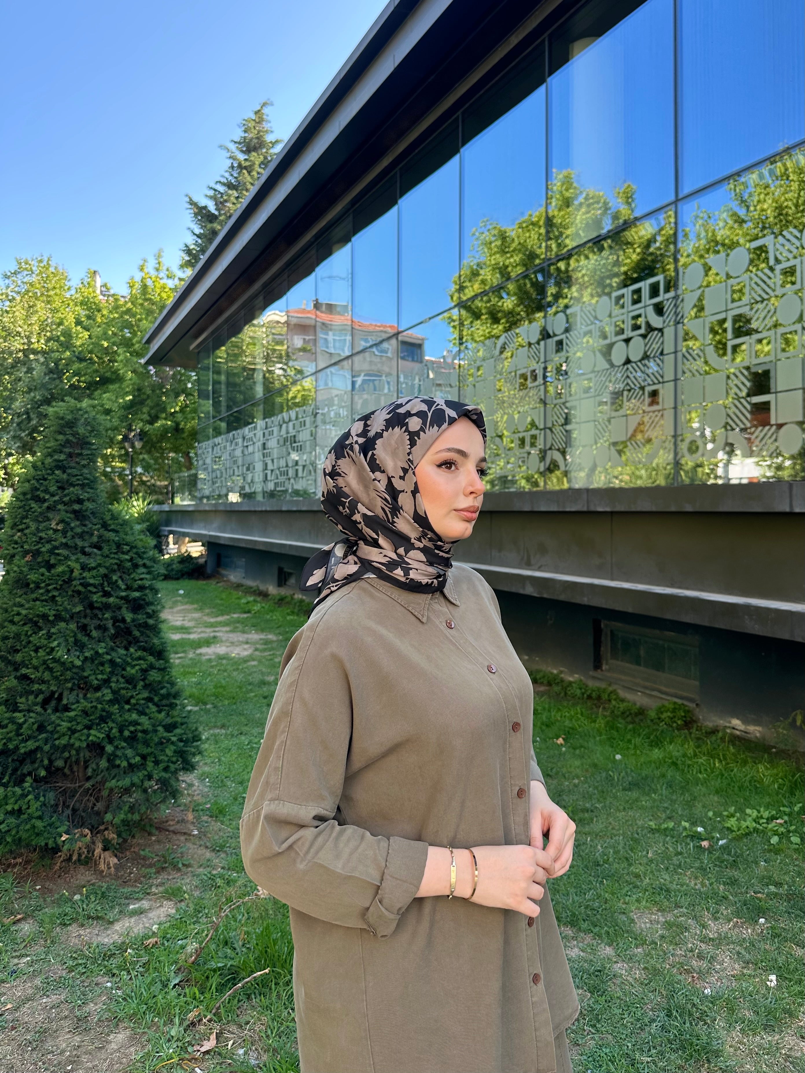 Liza Eşarp Siyah-Vizon