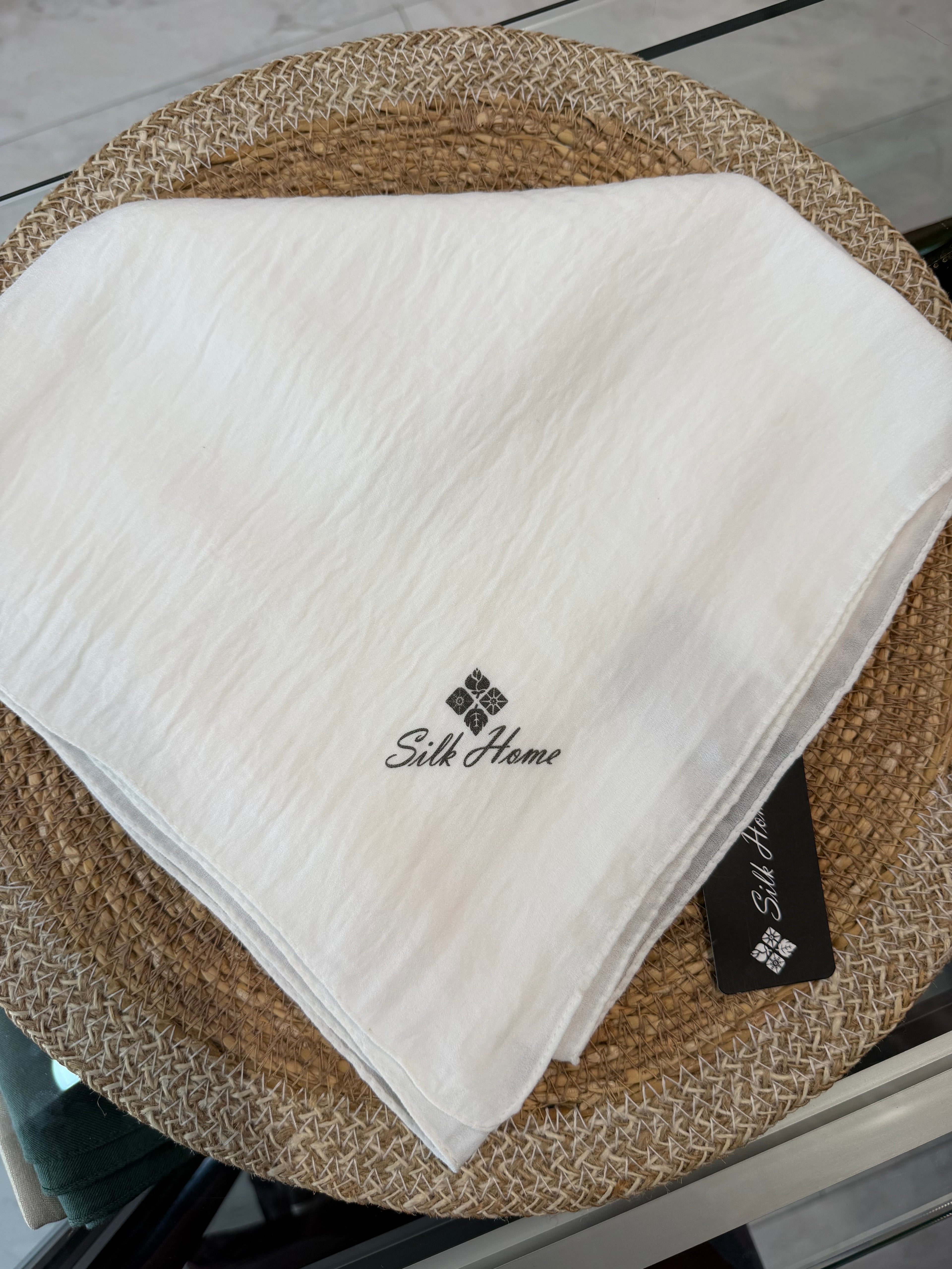 Silk Home Aerobin Tek Renk Cazz Eşarp Ekru
