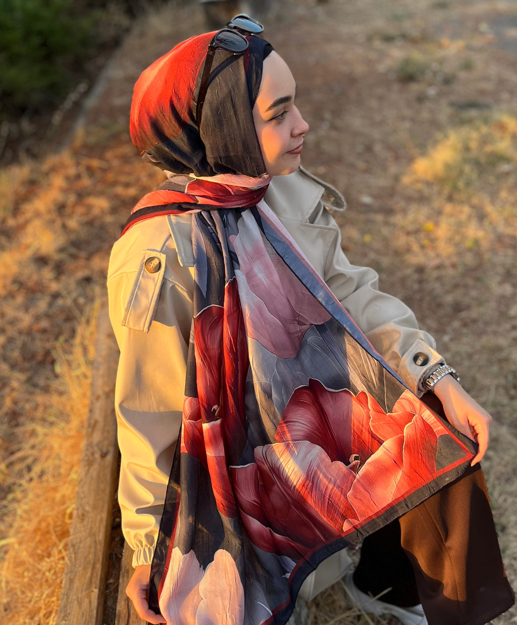 Lale Desenli Kraş Şal