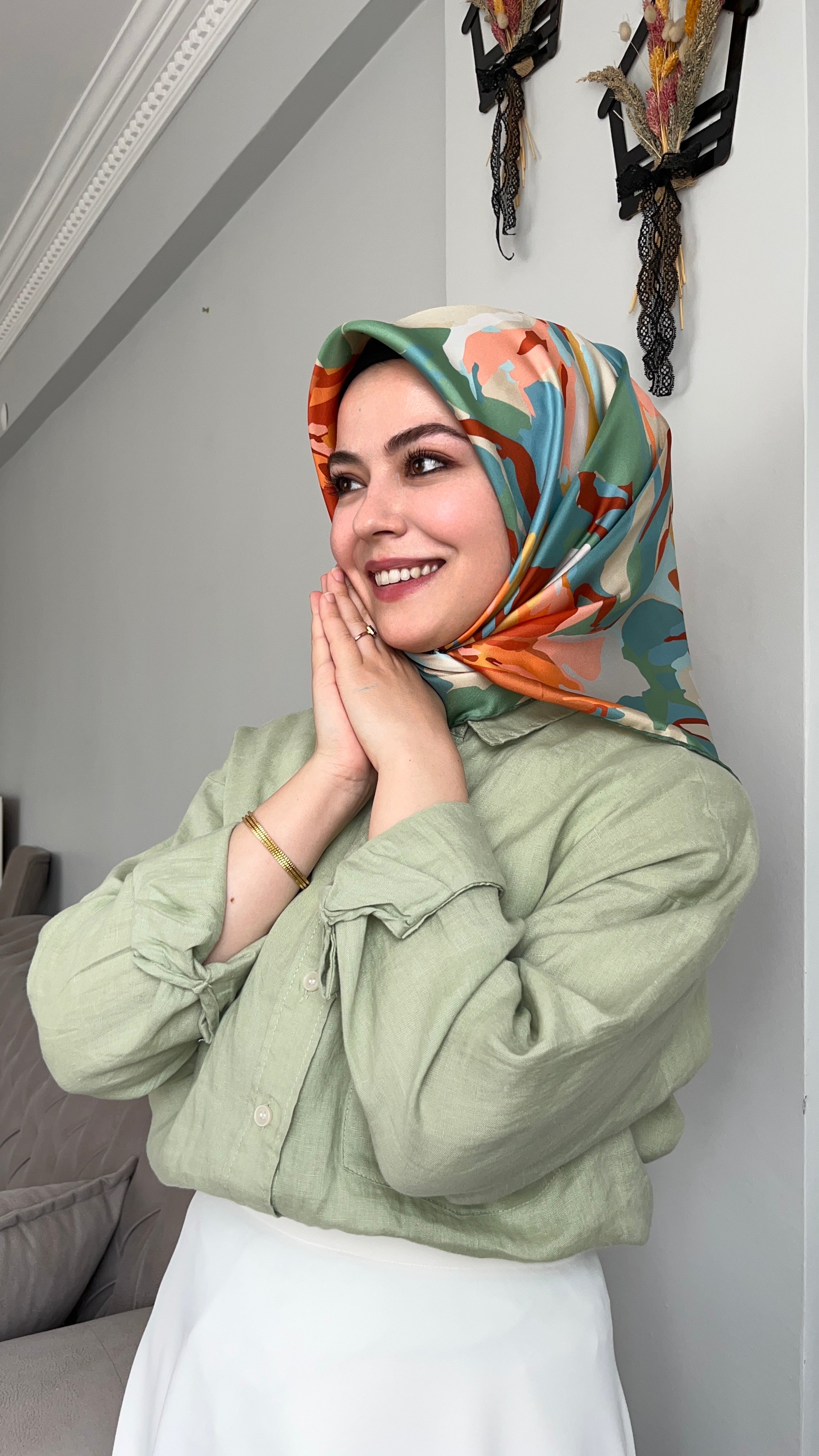 Belli 2026 Yaz Sezonu Twil İpek Mavi-Yeşil