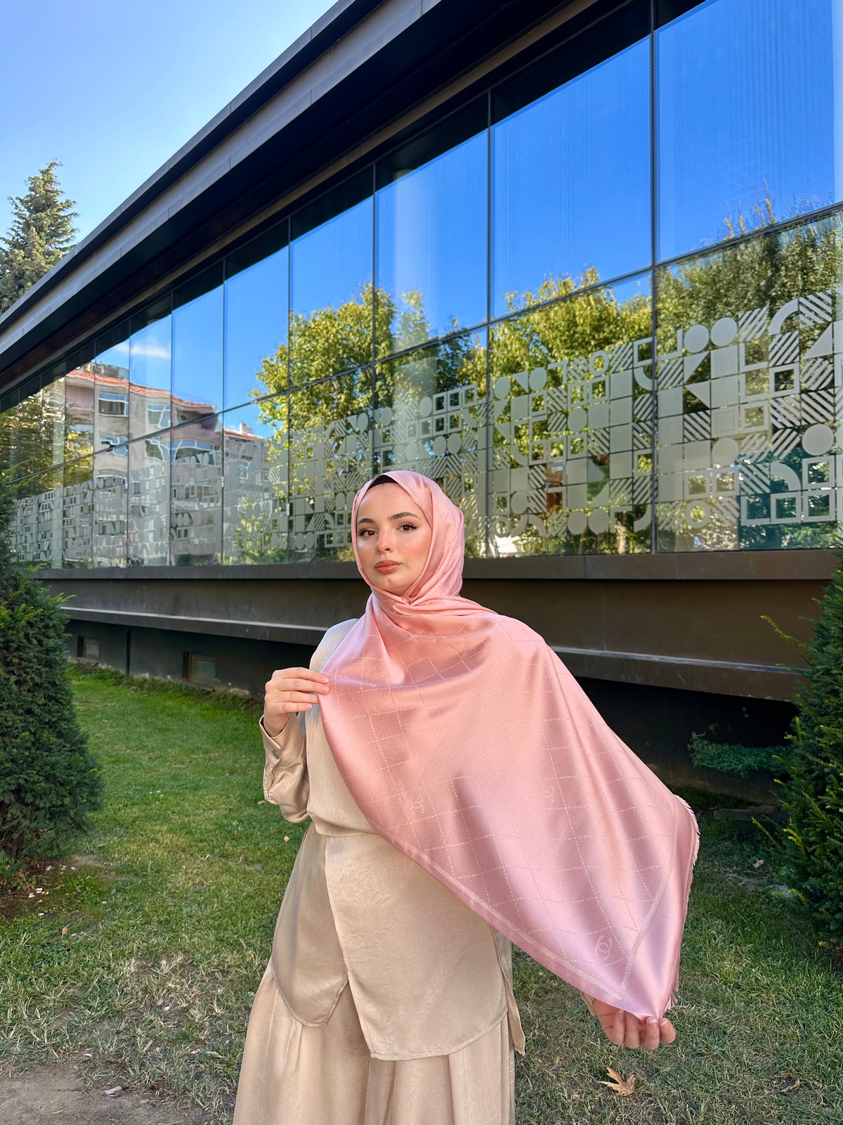 Simli Kaşmir İpek Şal Pembe