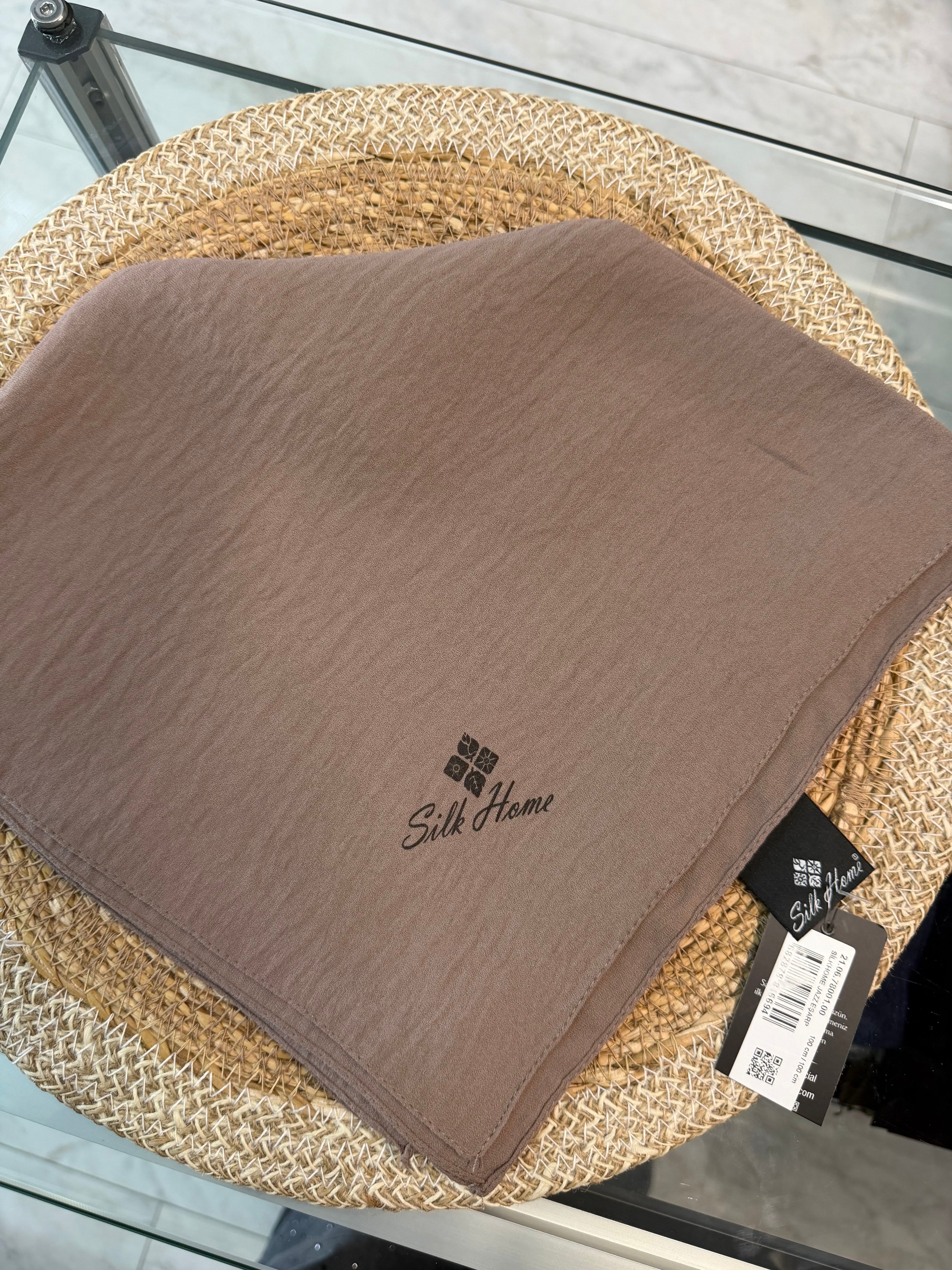 Silk Home Aerobin Tek Renk Cazz Eşarp Camel