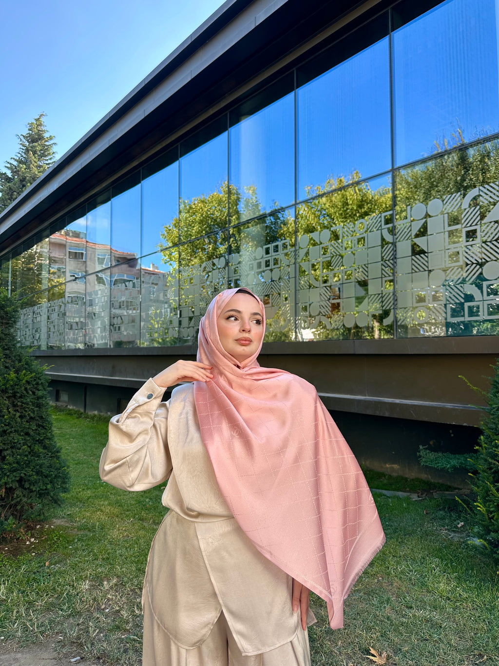 Simli Kaşmir İpek Şal Pembe