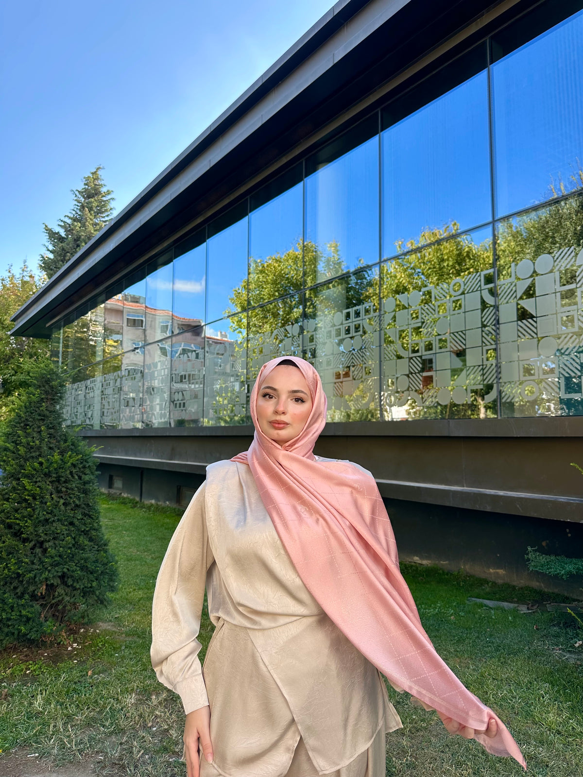 Simli Kaşmir İpek Şal Pembe