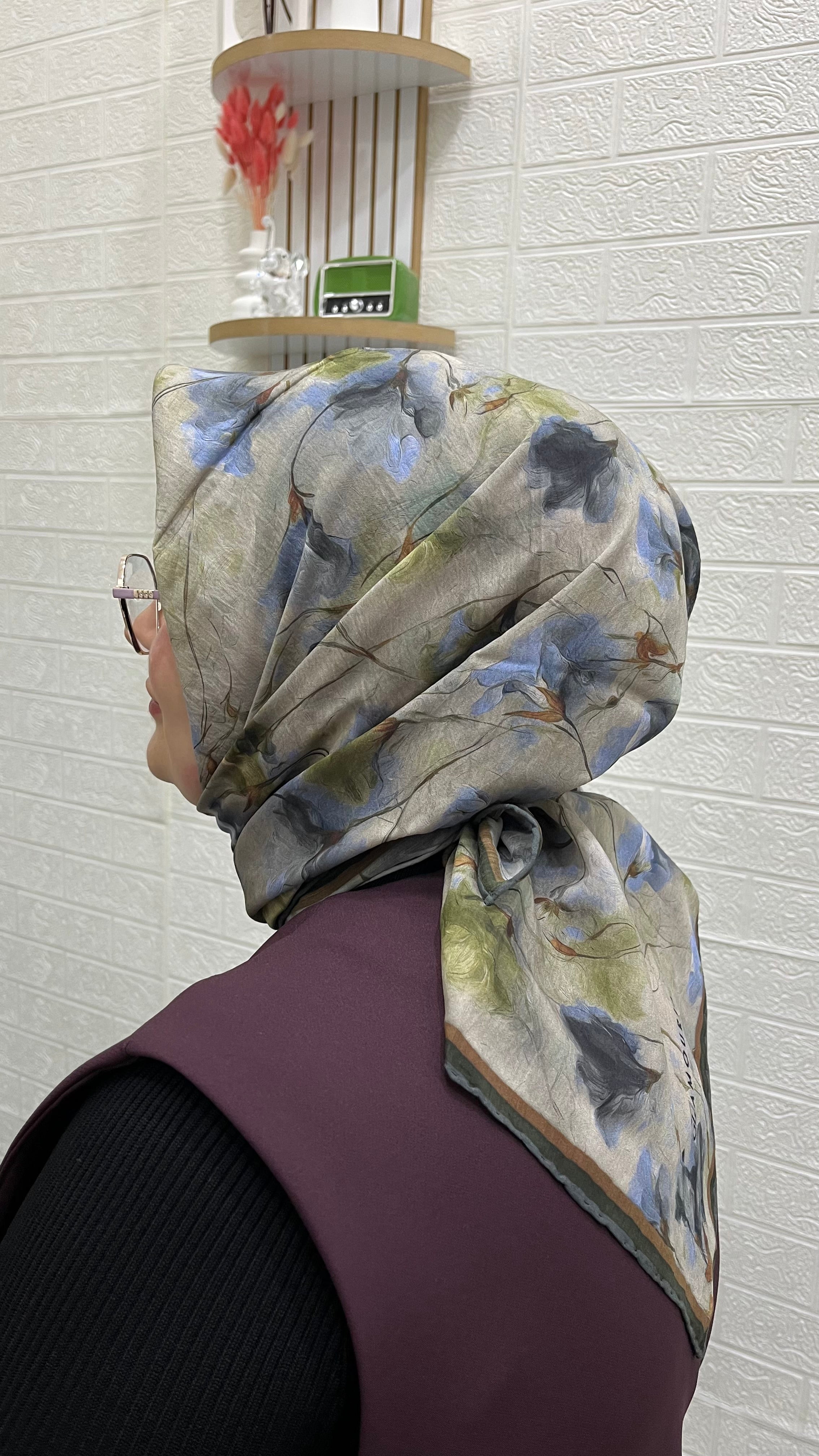 Desenli Modal Eşarp Menekşe