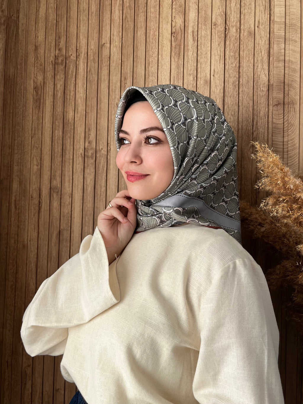 İthal Çift Taraflı Twill Eşarp Çağla-Pembe